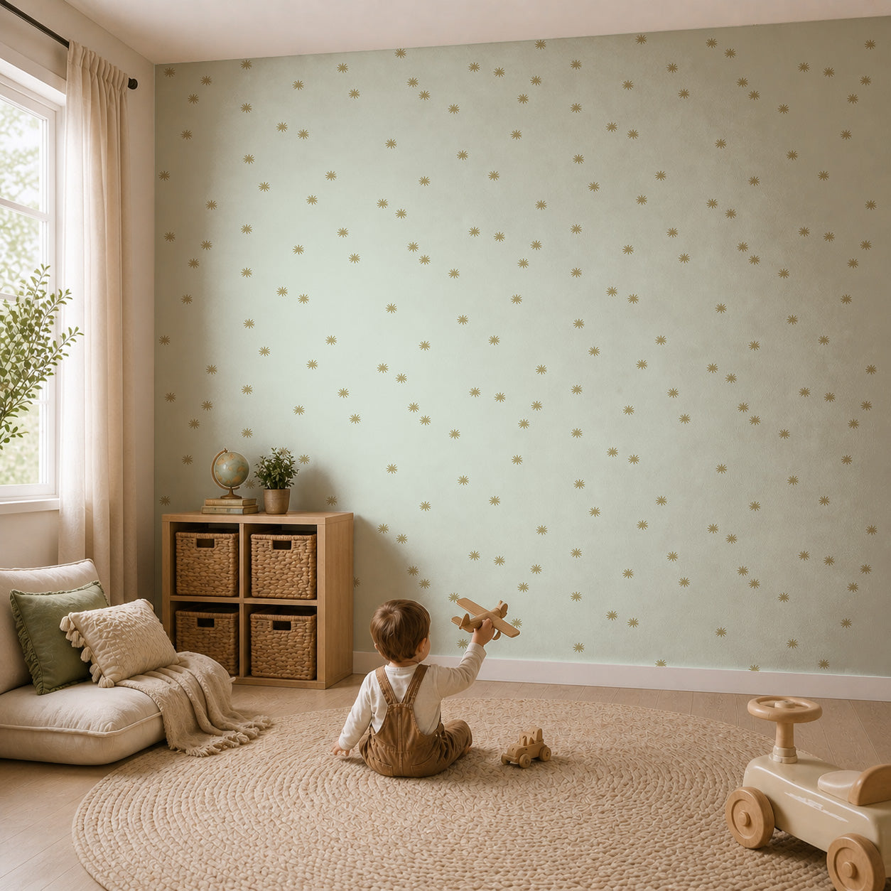 Wallpaper Wiebertje - vintage blue | stars