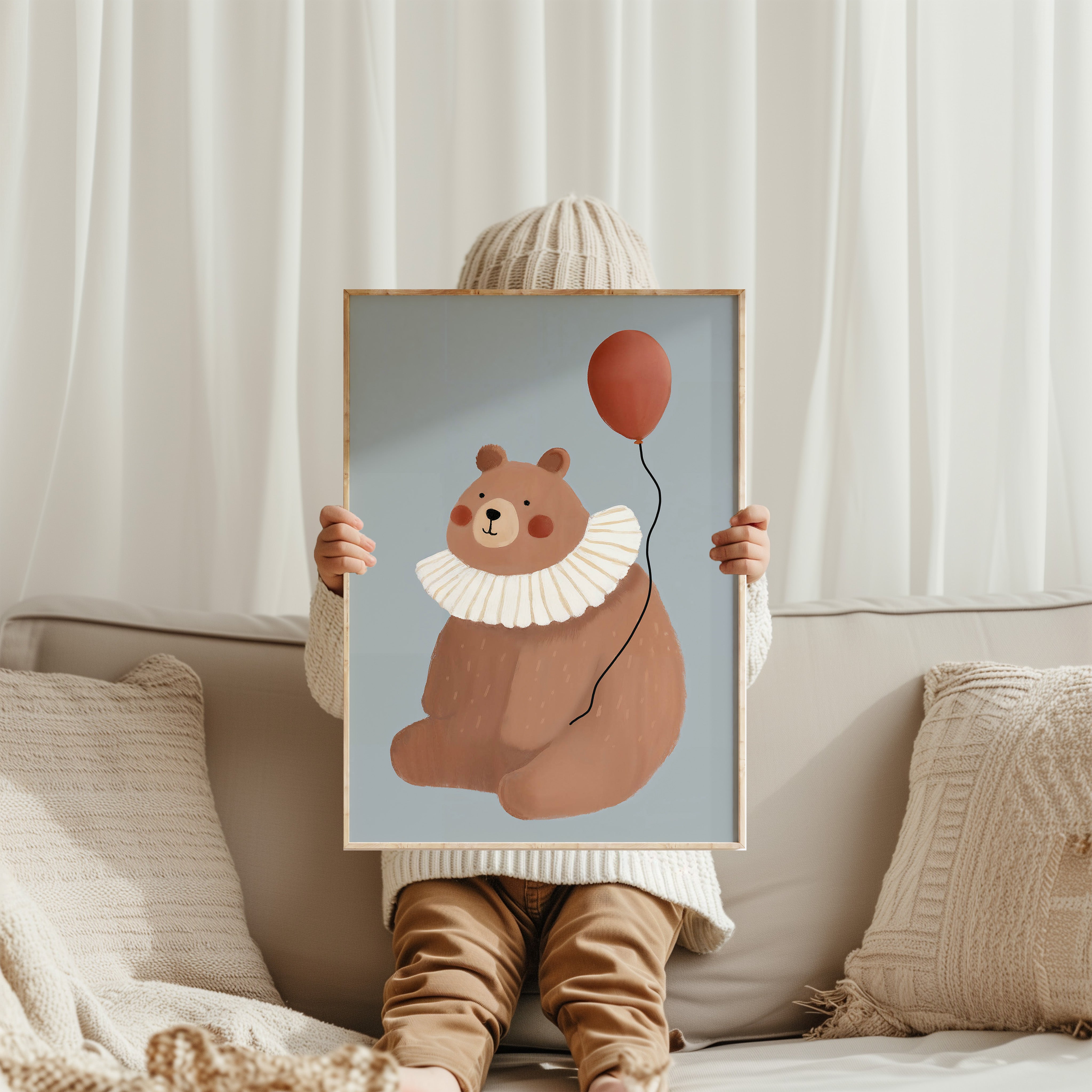 Kinderkamer print - Circusbeer met ballon