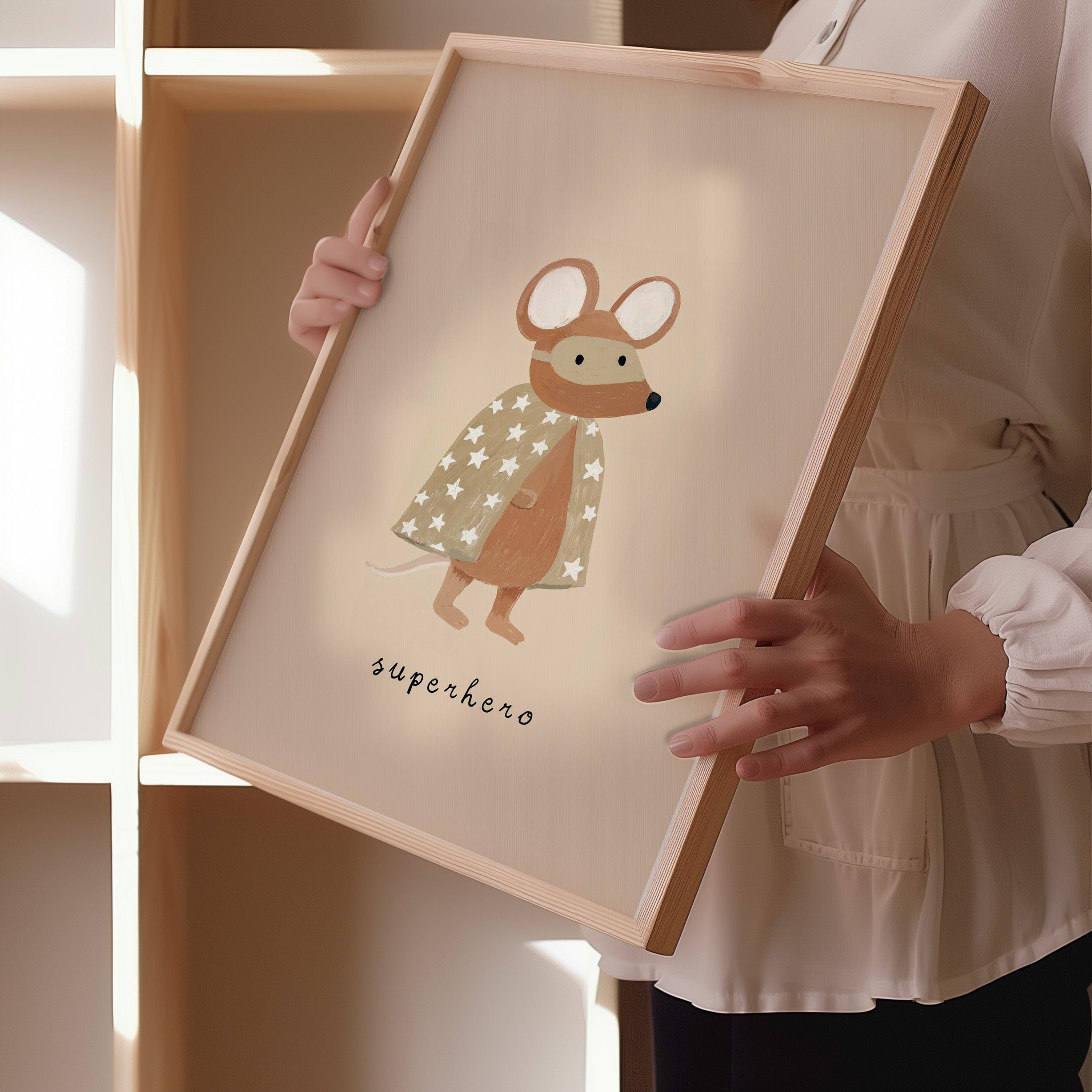 Kinderkamer print - Superheld muis