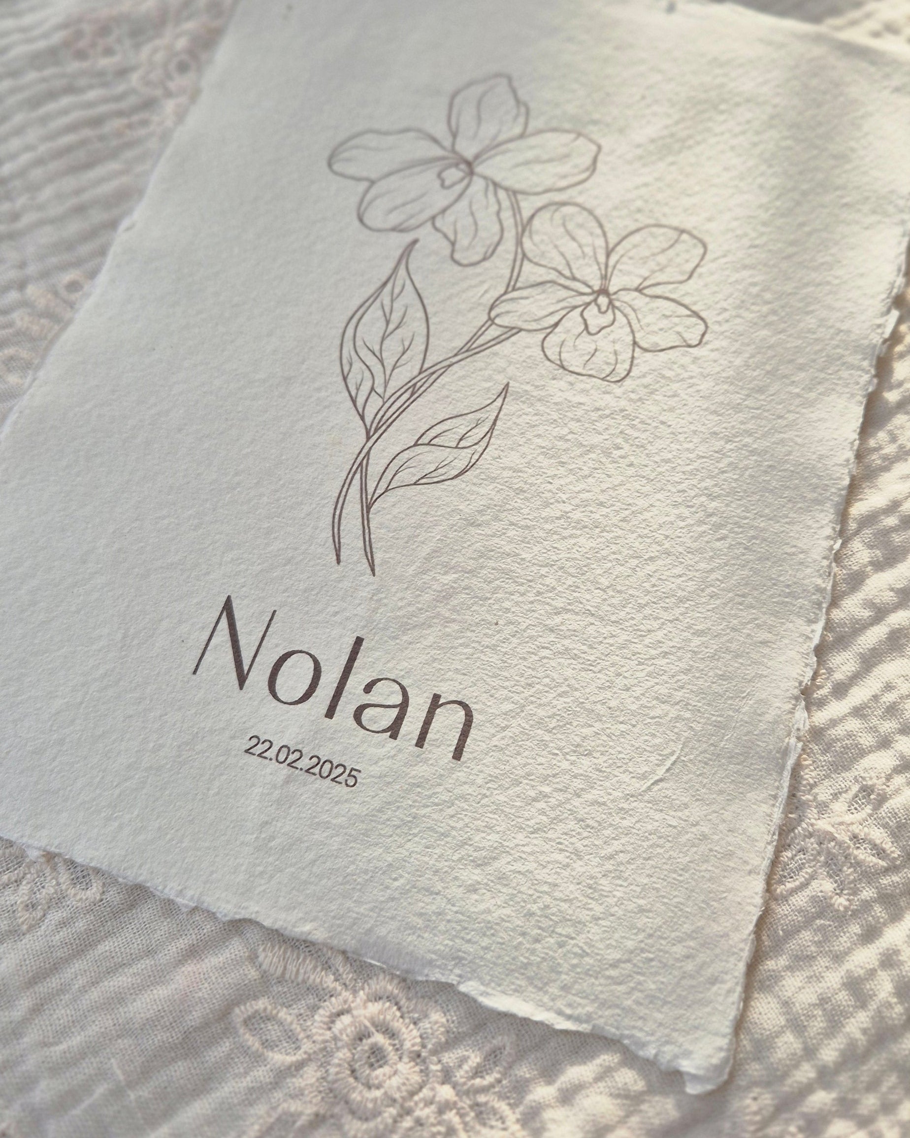 Handgemaakte poster geboortebloem februari