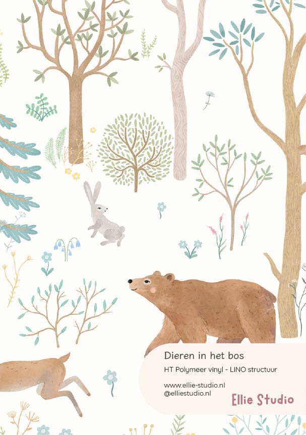 Muursticker staal - Dieren in het bos