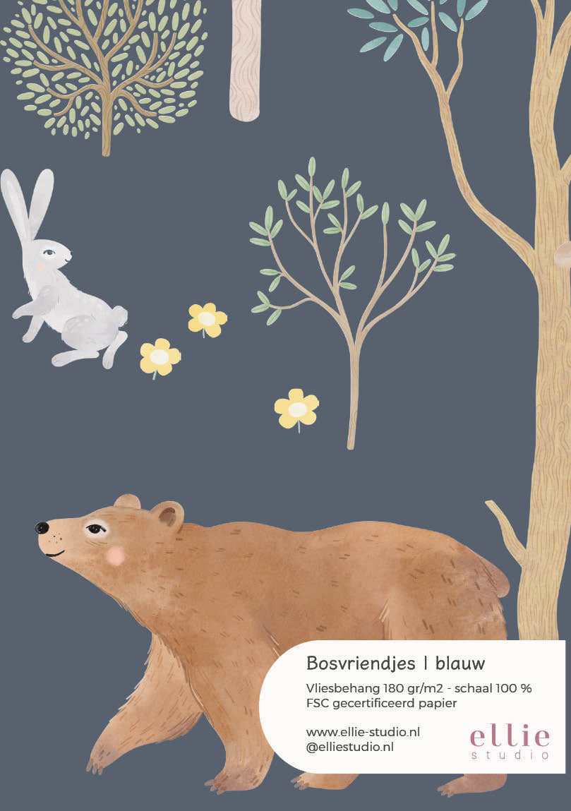 Forest Friends Wallpaper Sample - Blue