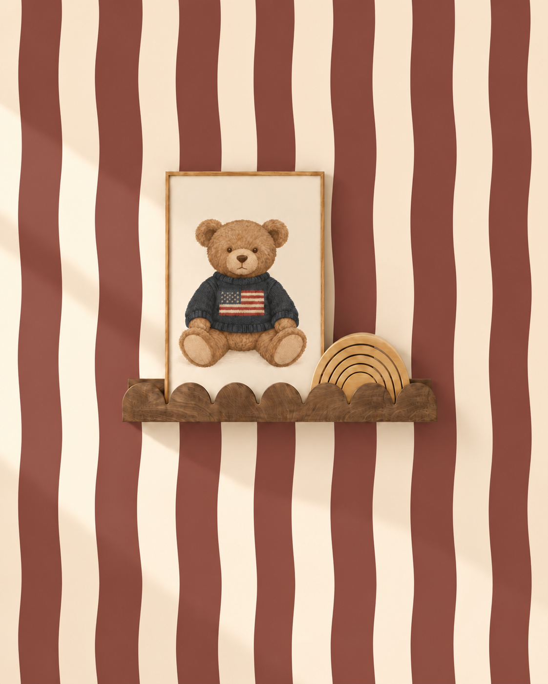 Behang Wavy Stripes - soft burgundy