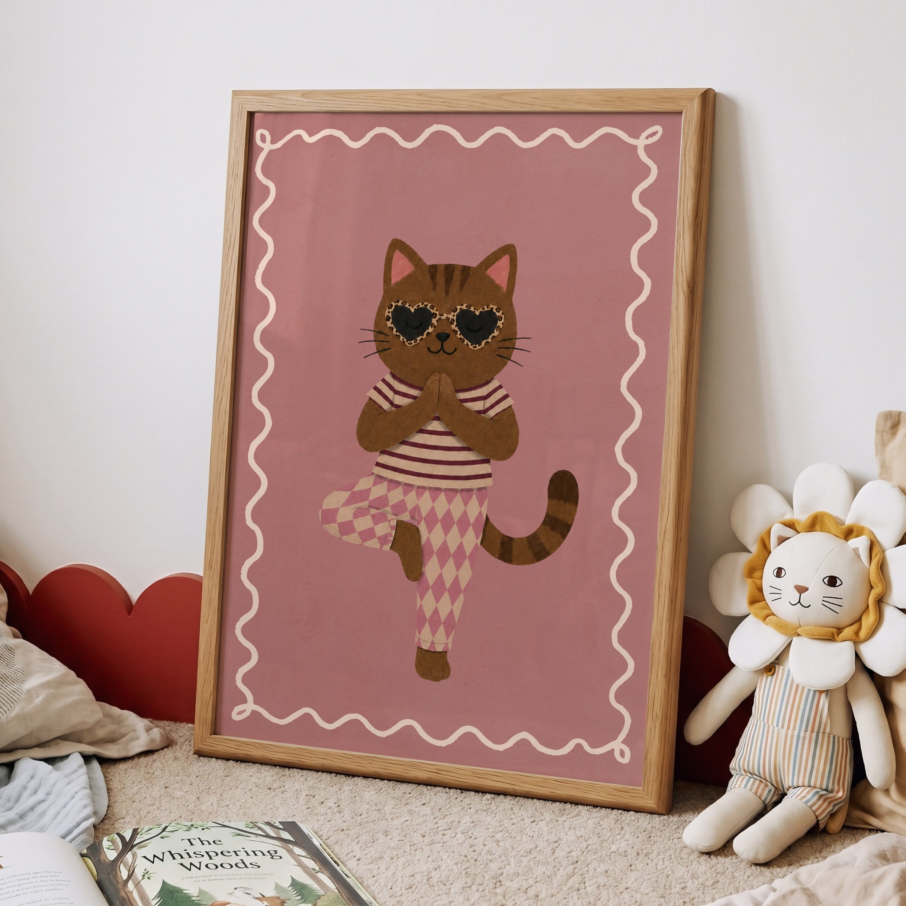 Children's room print - Rabbit with Field Flowers