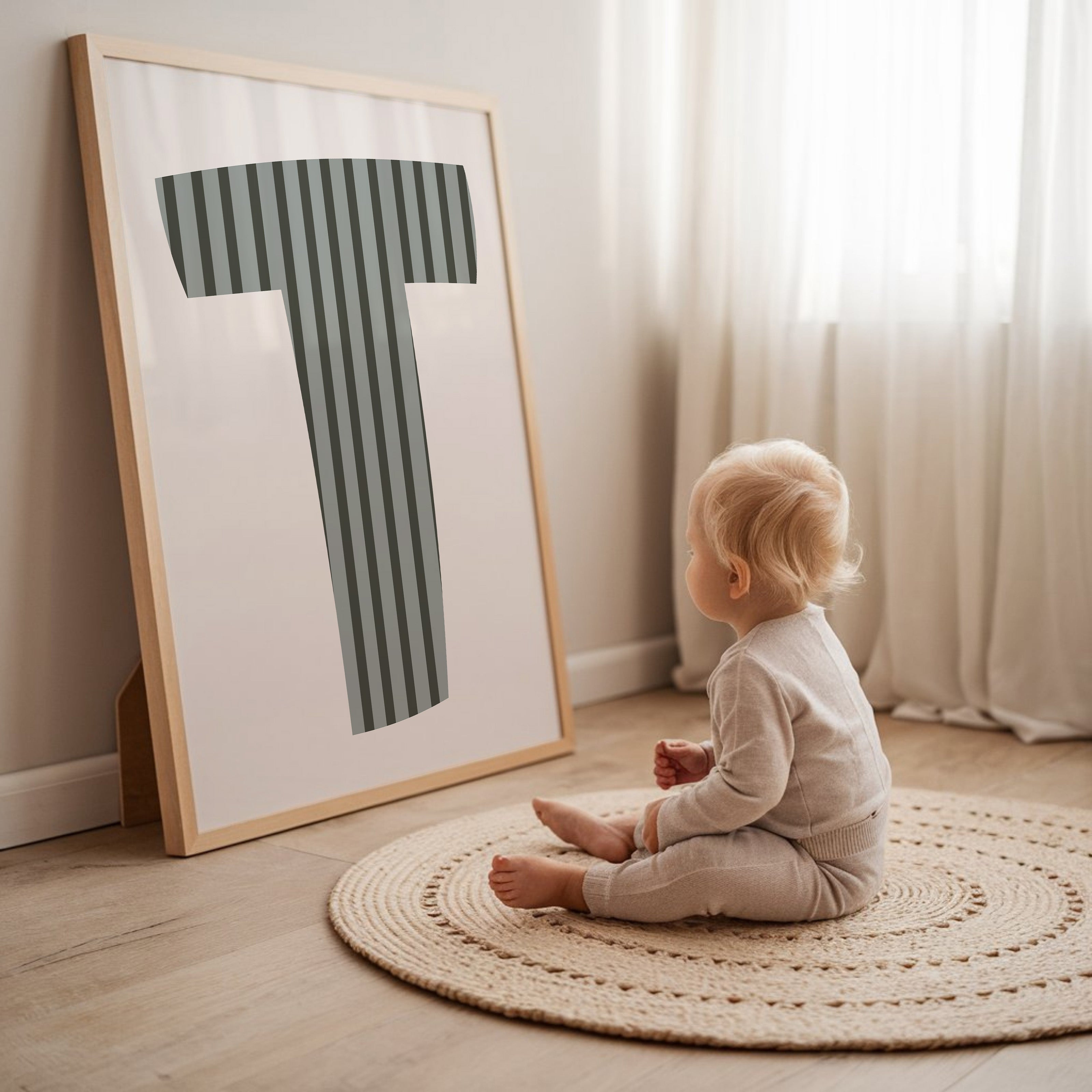 Letterposter Stripes - groen