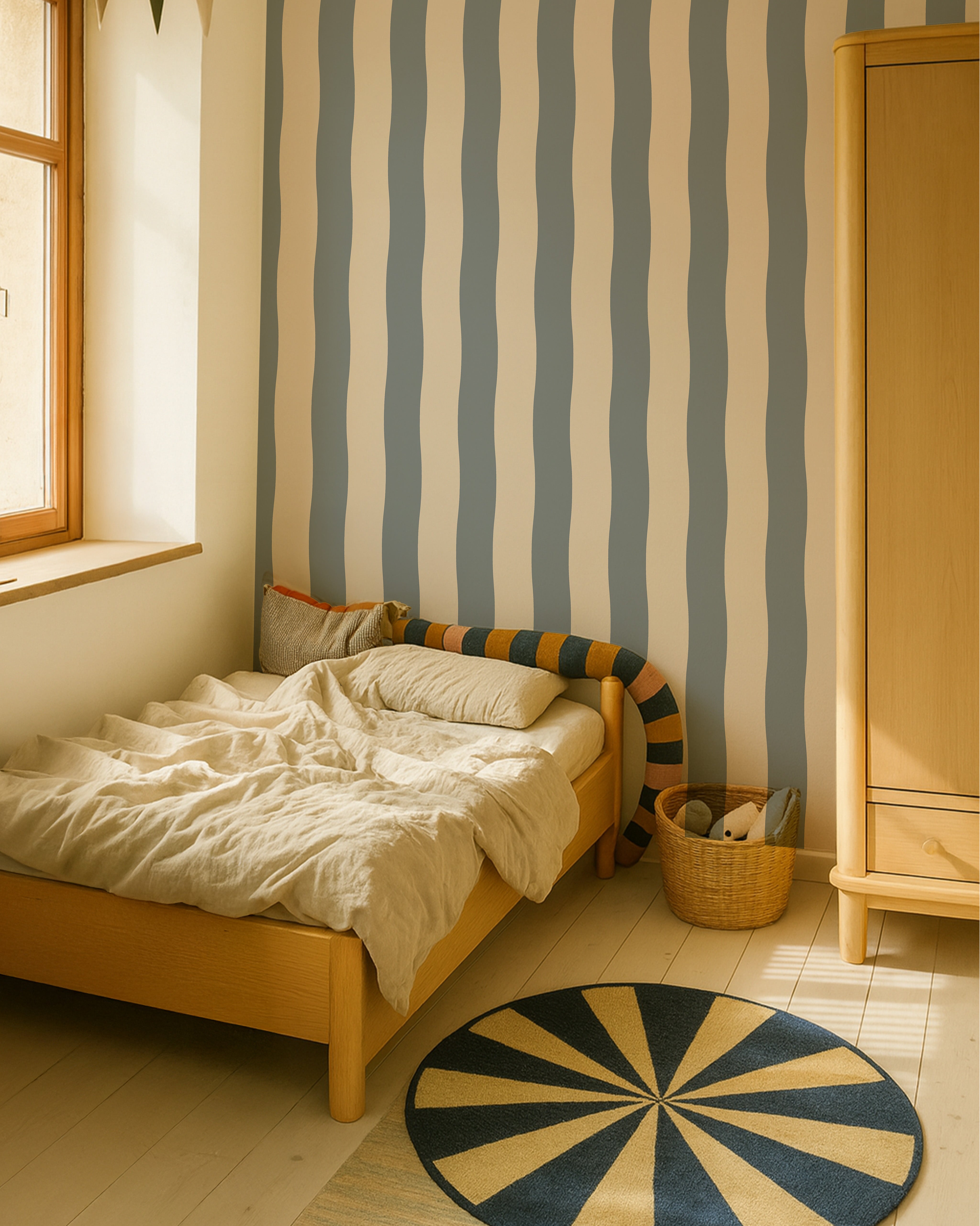 Behang Wavy Stripes - royal blue