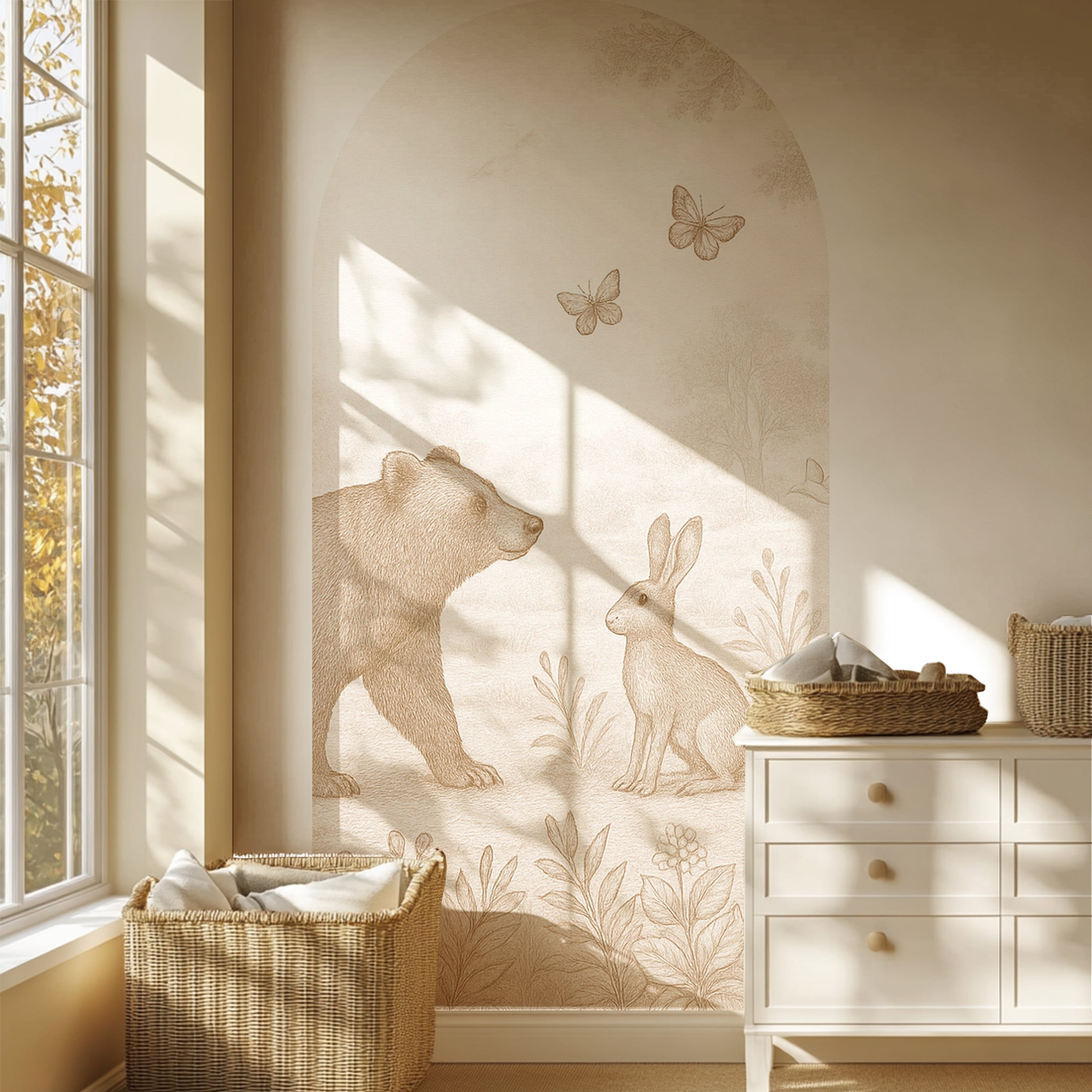 Behangboog - Bosdieren | beer en konijn