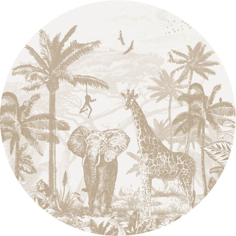 Behangcirkel - Jungle | bruin