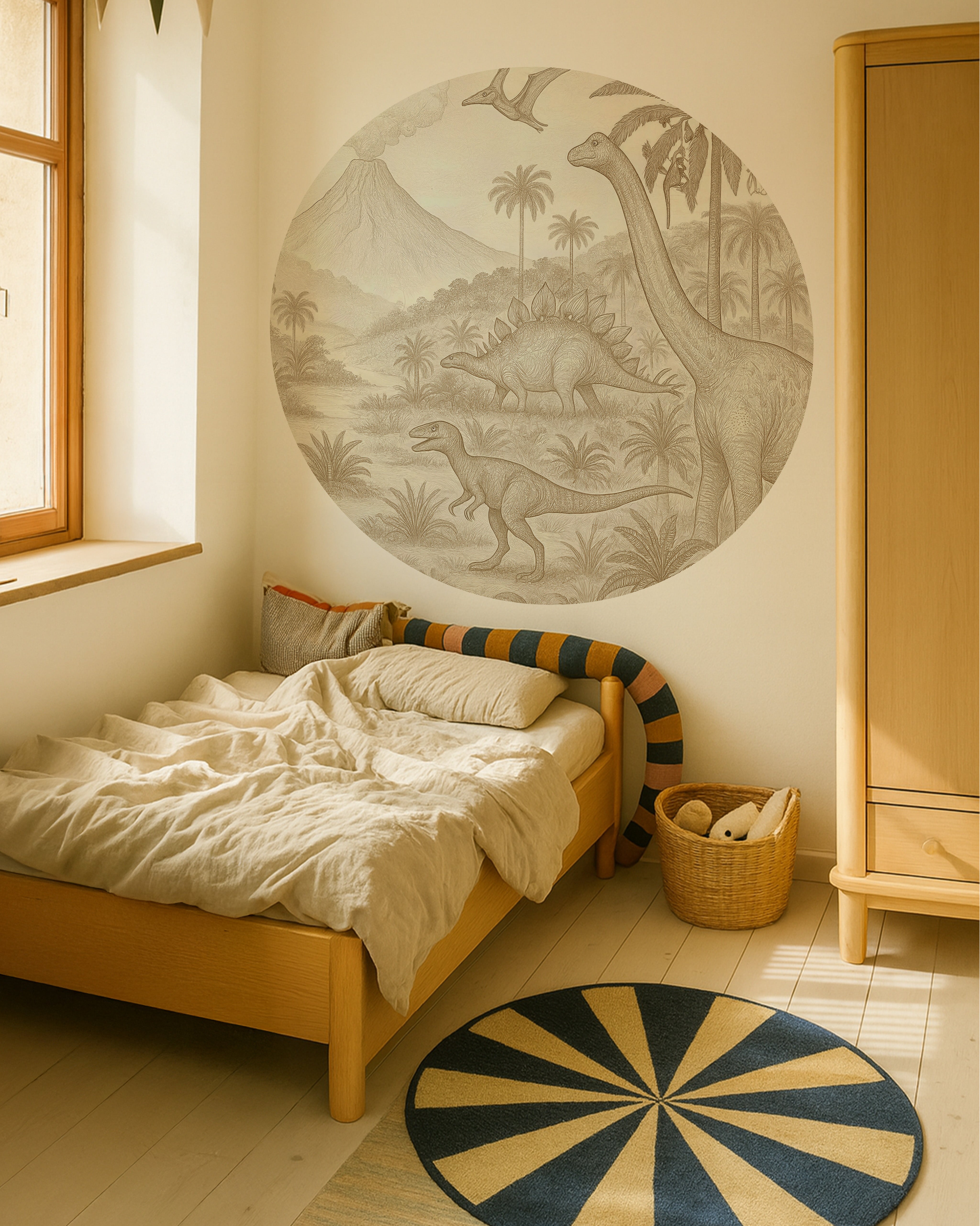 Behangcirkel - Dino wereld savanne