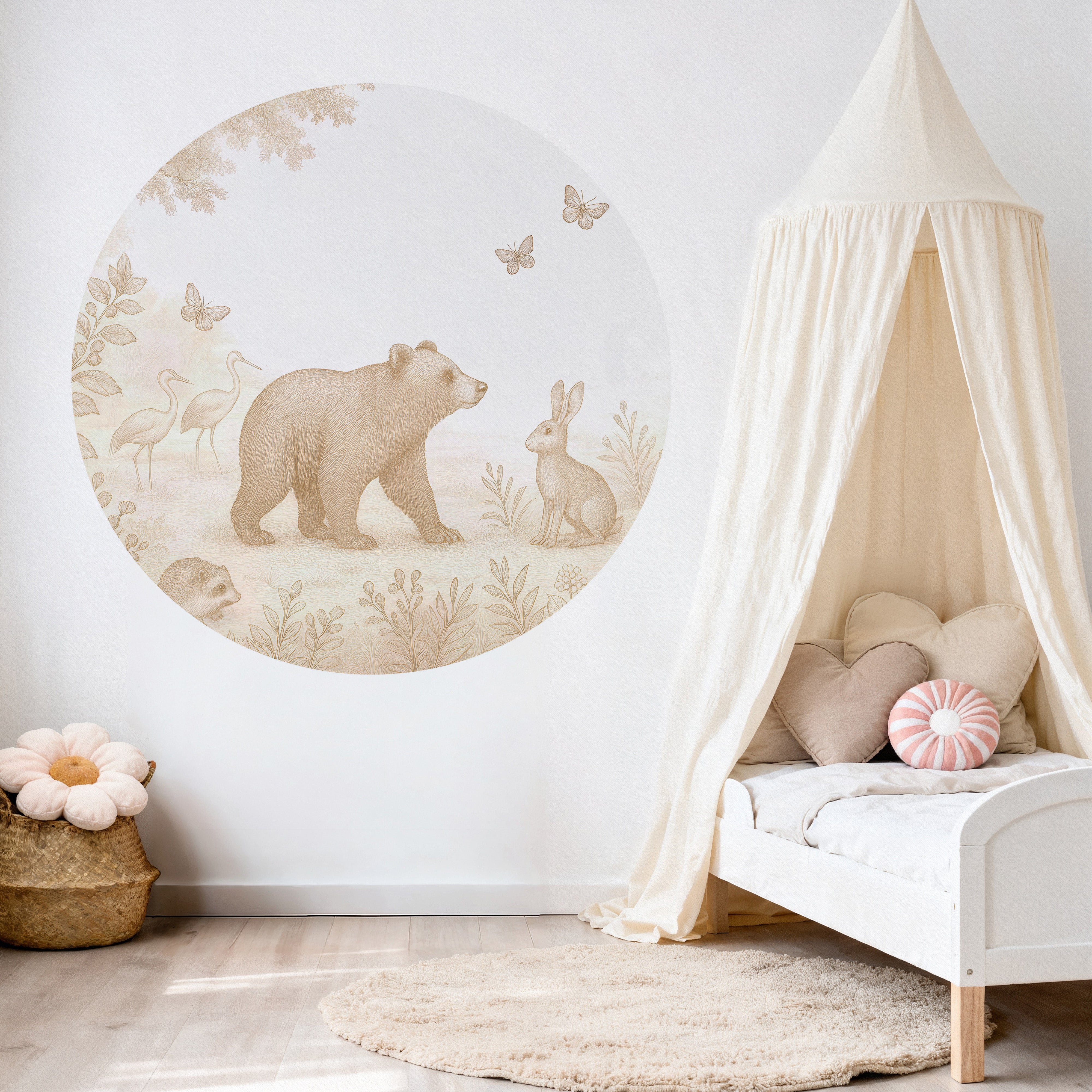 Behangcirkel - Bosdieren | sepia