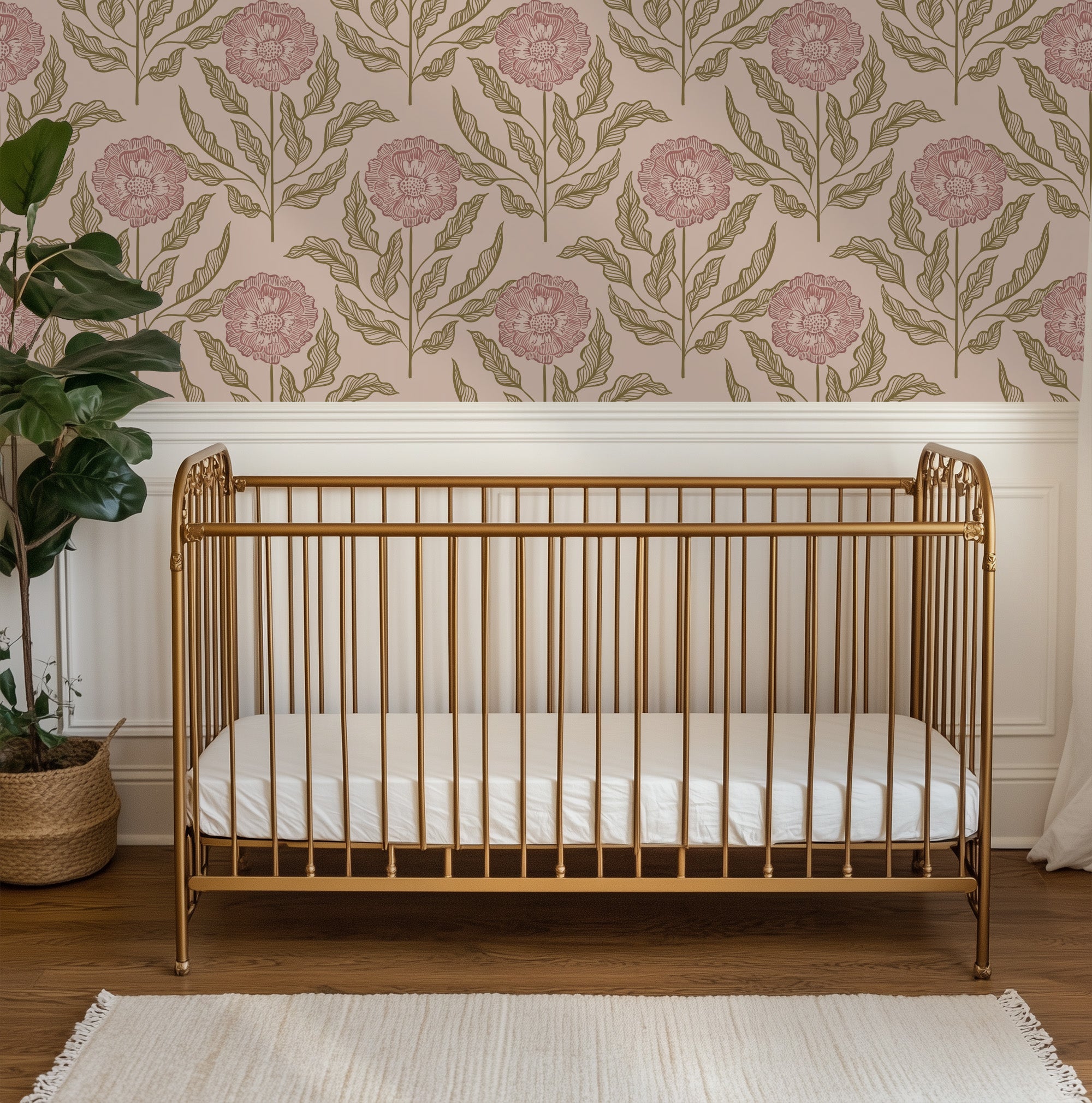 Wallpaper Sunset Flowers - dusty rose