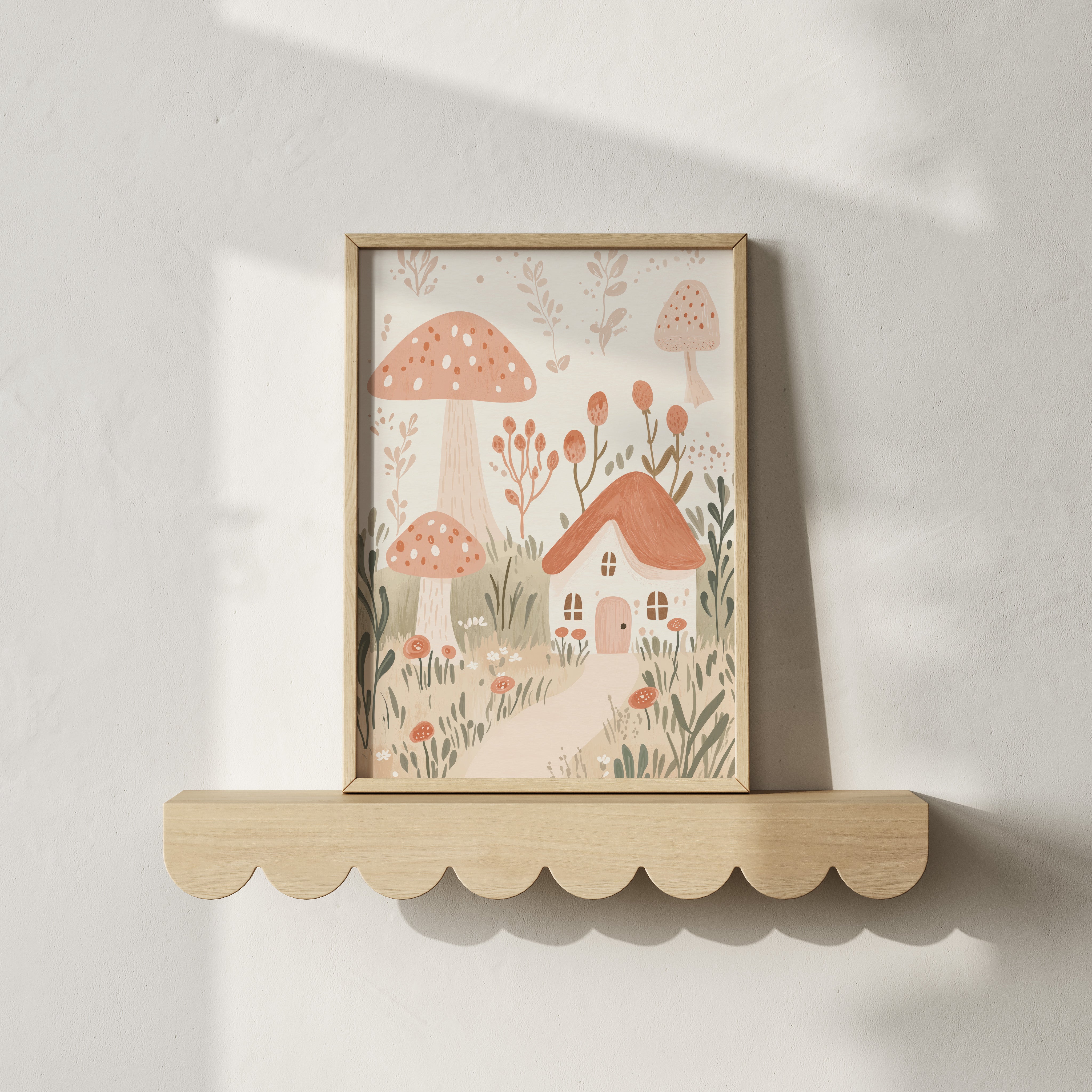 Kinderkamer print - Paddenstoelen huisje