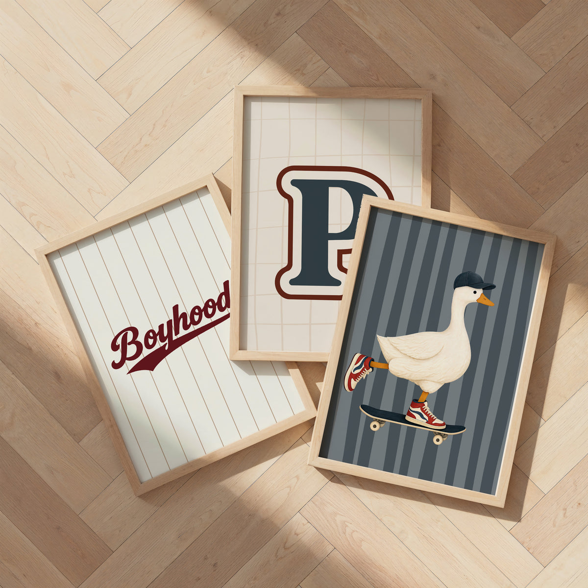 Letterposter Sport navy gecombineerd met speelse sportposters