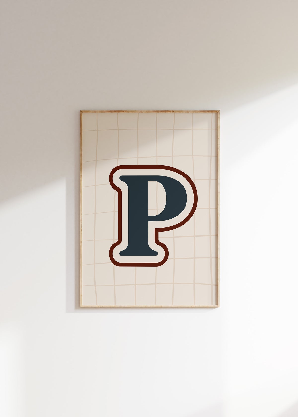 Letterposter Sport in navy met persoonlijke beginletter