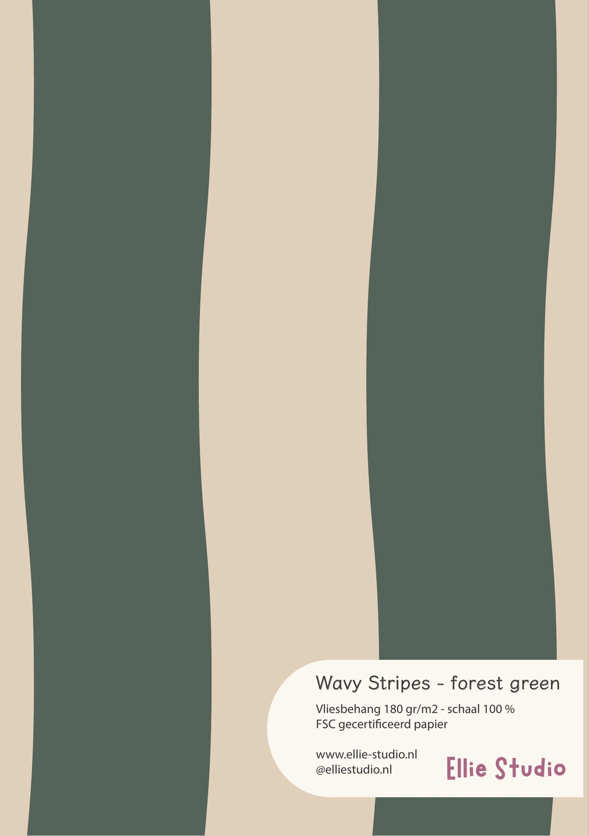 A4 behangstaal van Wavy Stripes forest green