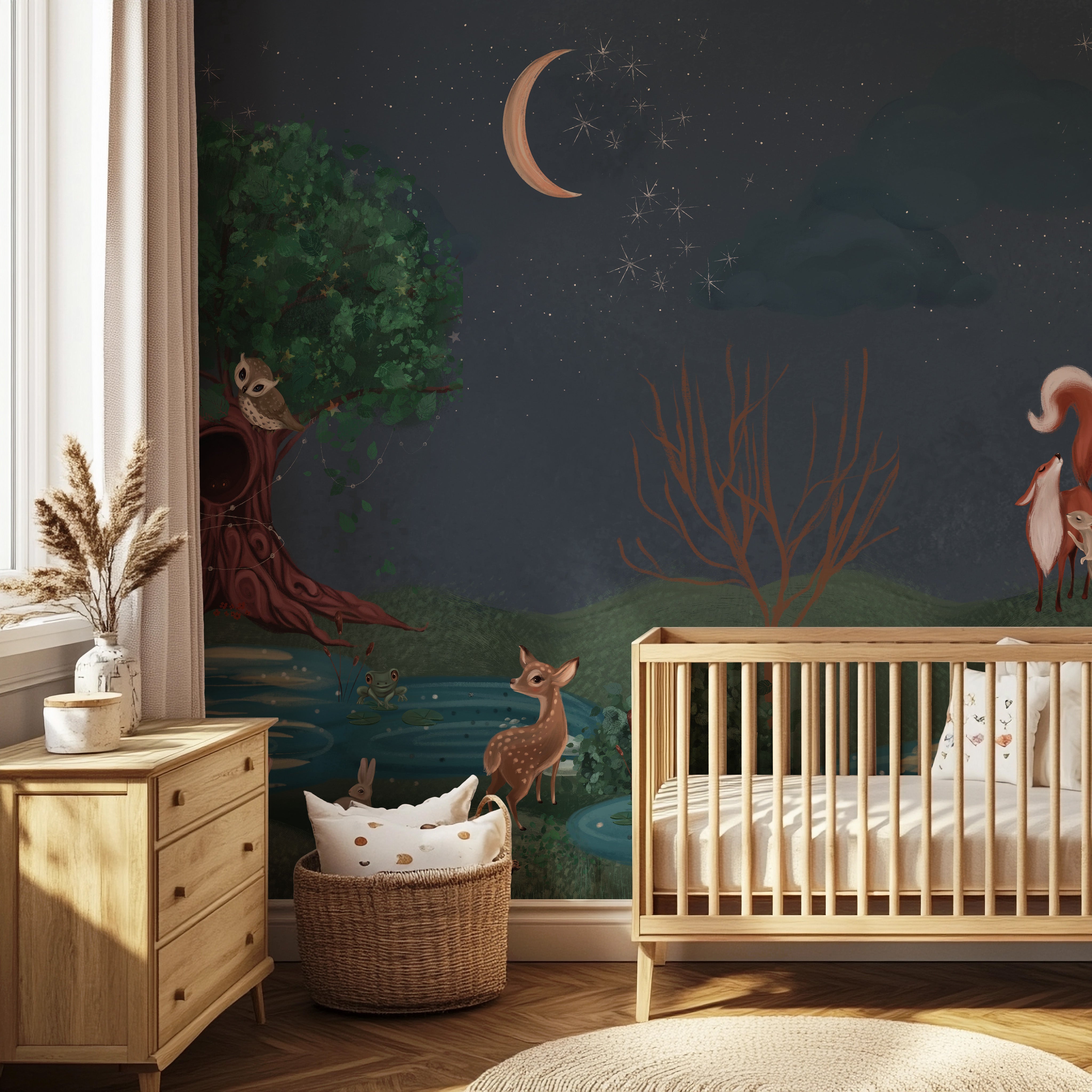 Collage wallpaper Enchanted Forest - blue