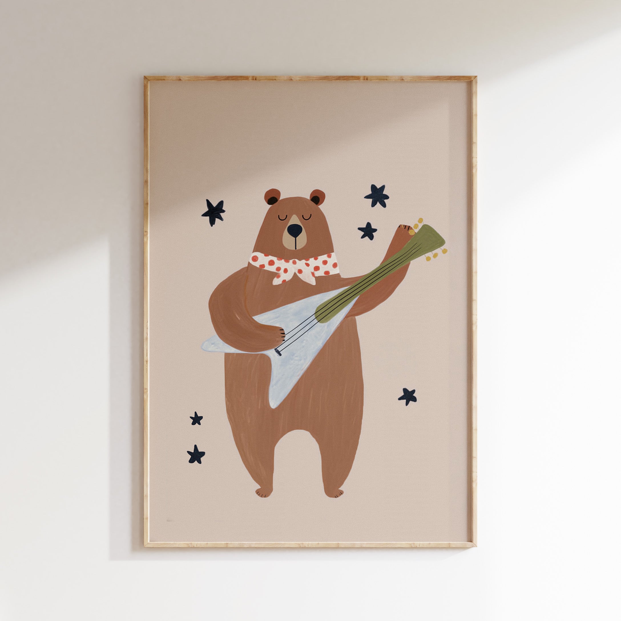 Children's room print - Bear with guitar
