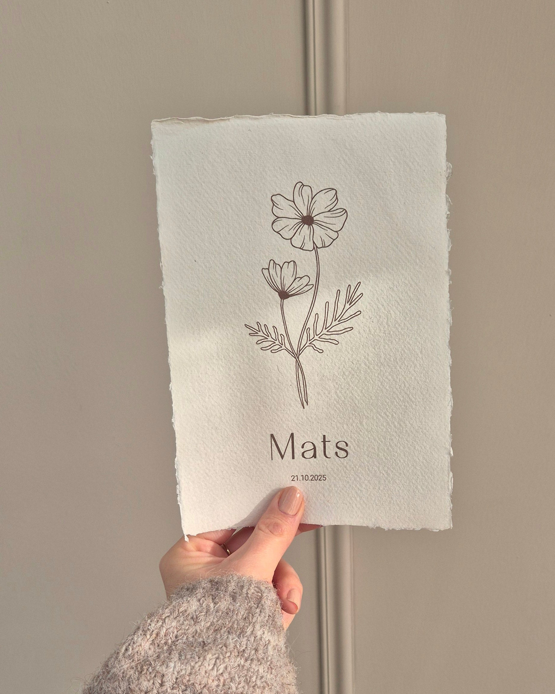 Handgemaakte geboortebloem poster oktober