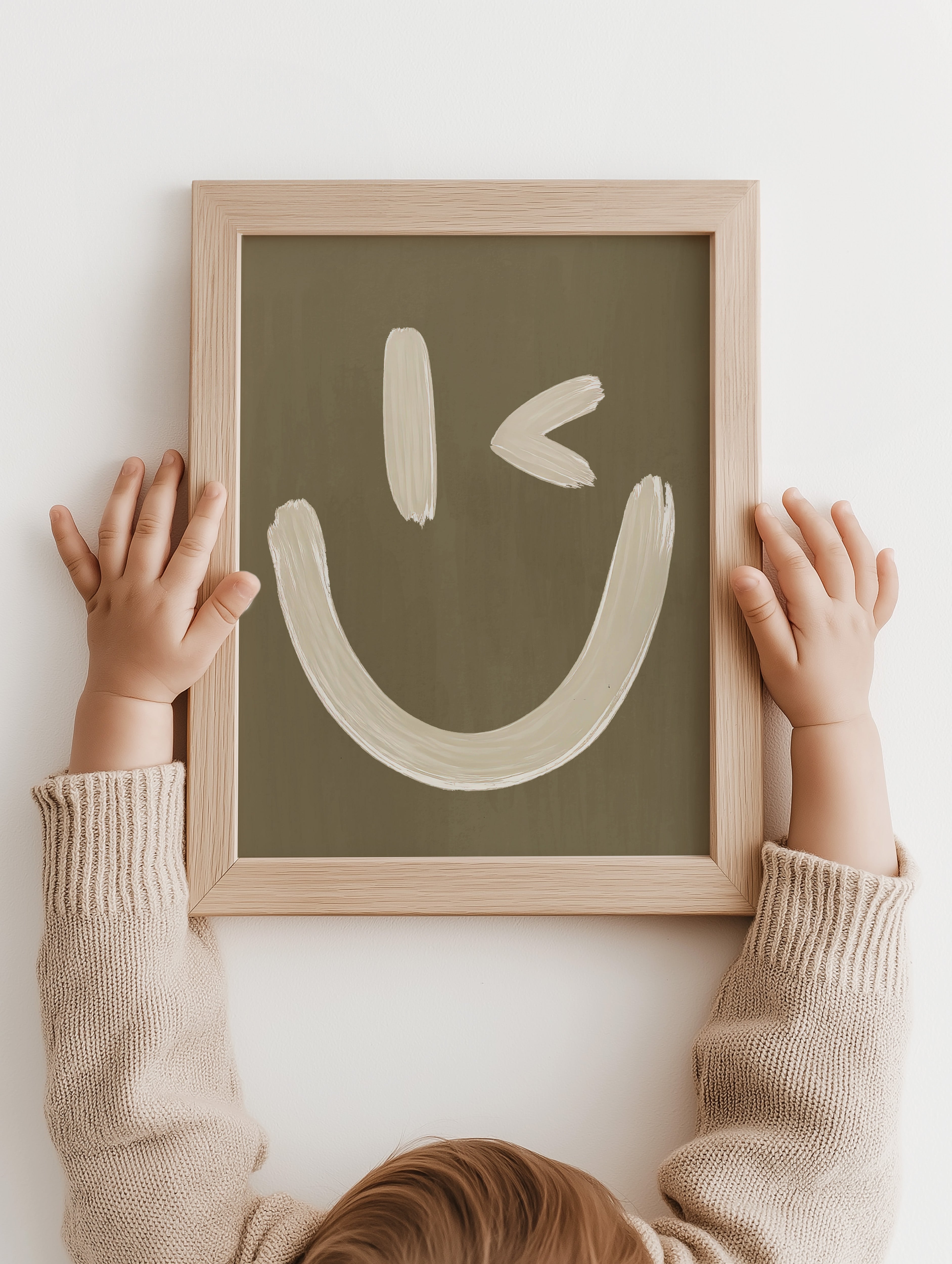 Kinderkamer poster - Knipoog Smiley | olive