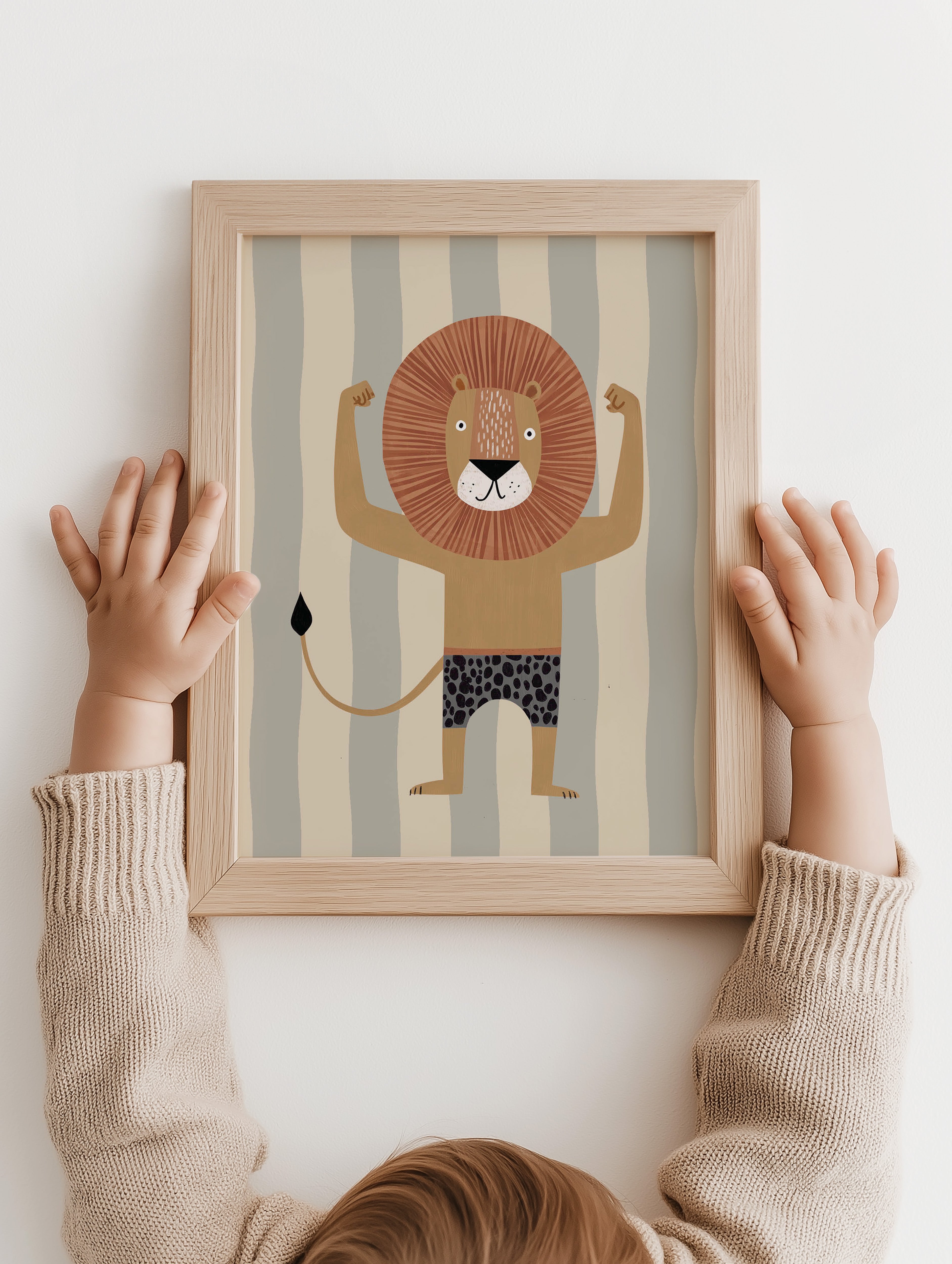 Children's room print - Lion on scooter
