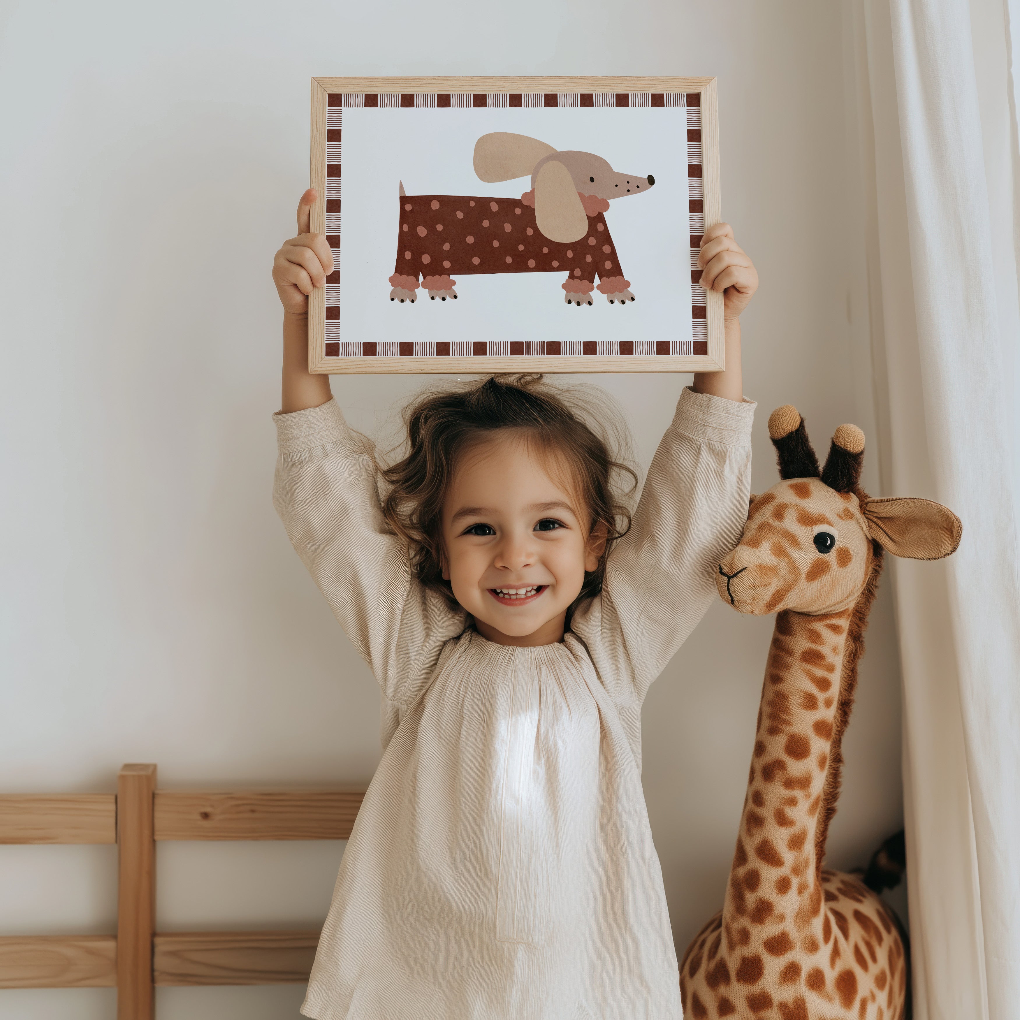 Retro kinderkamer poster - Hond met stippen