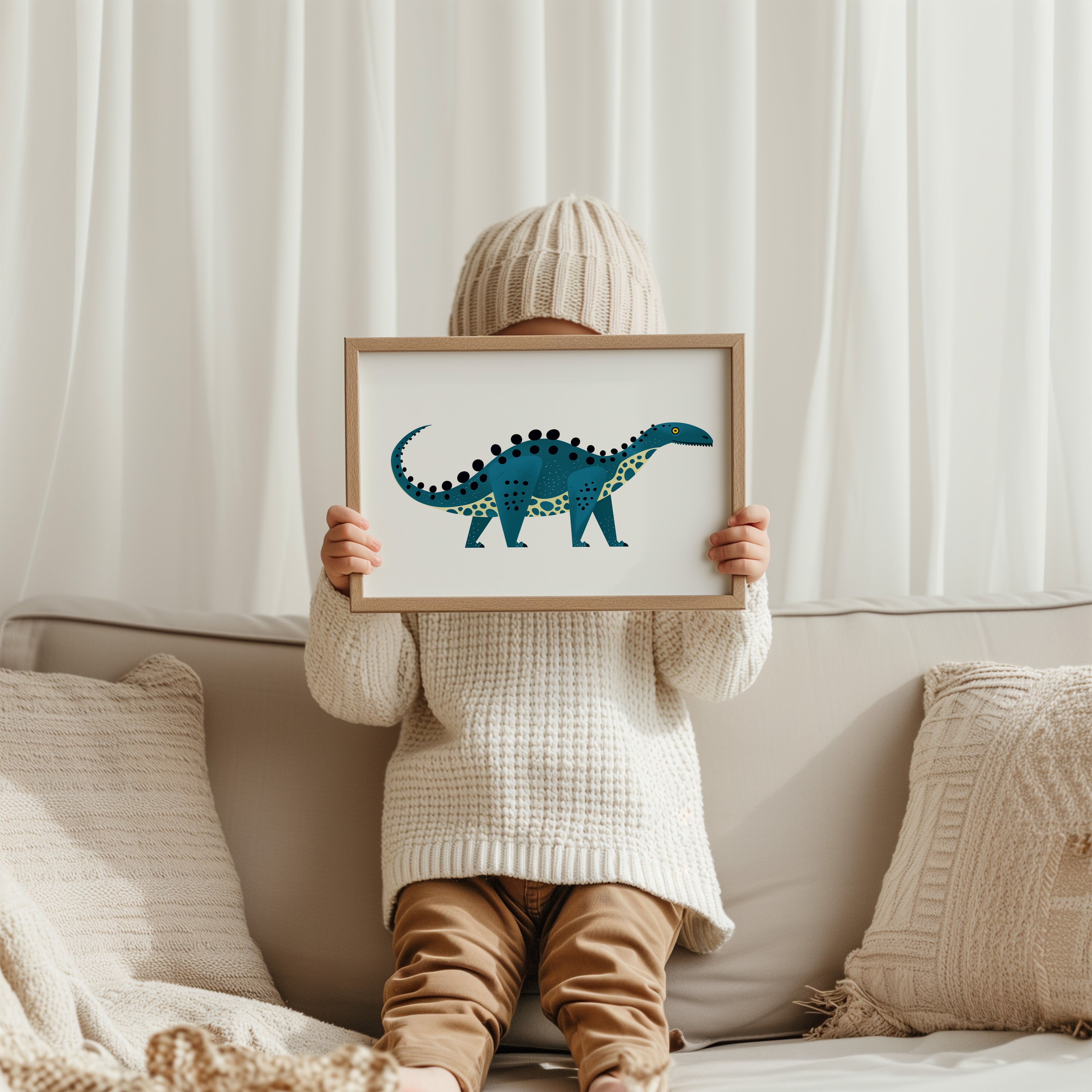Kinderkamer print - Blauwe dino