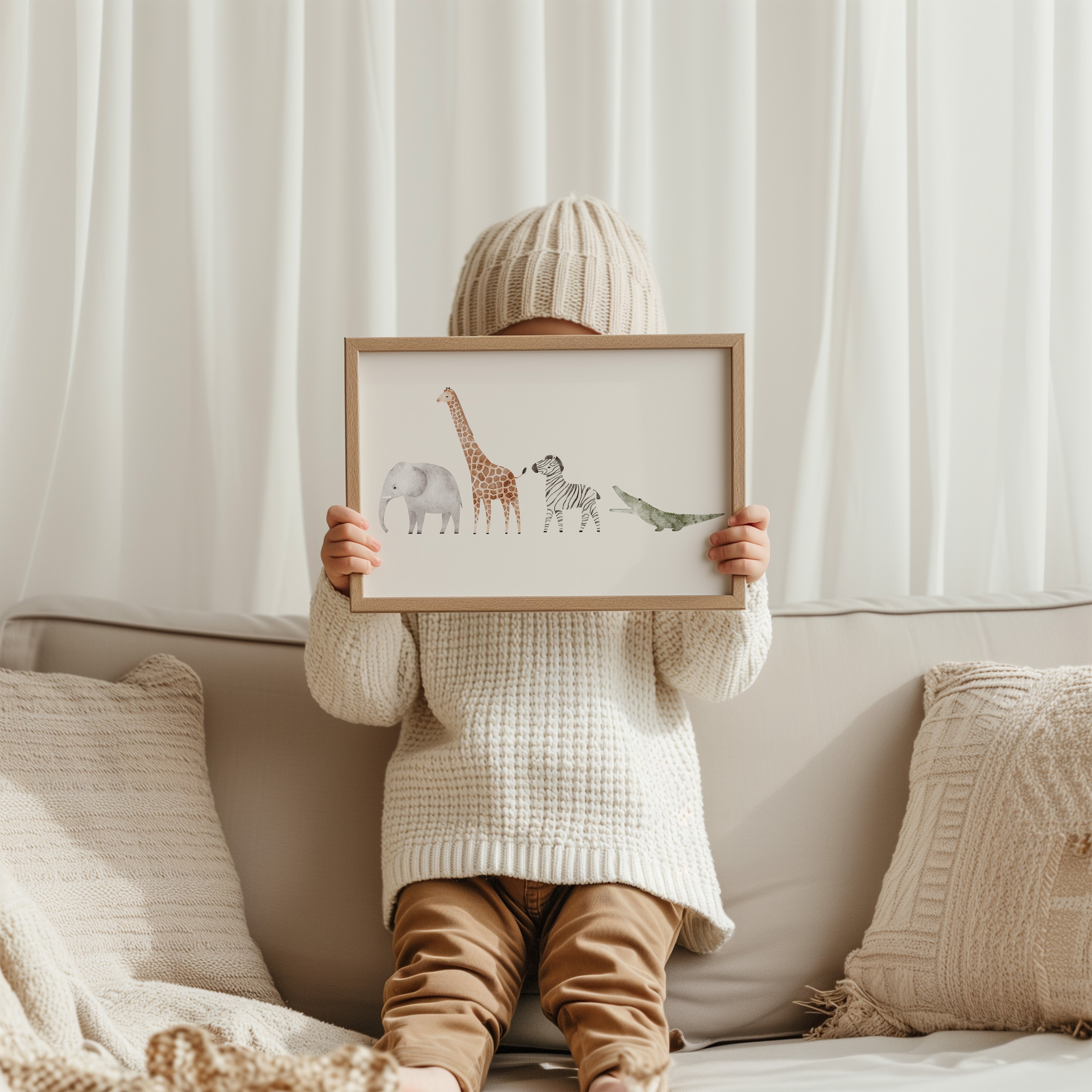 Children's room poster - Safari animals in a row | Safari Dreams