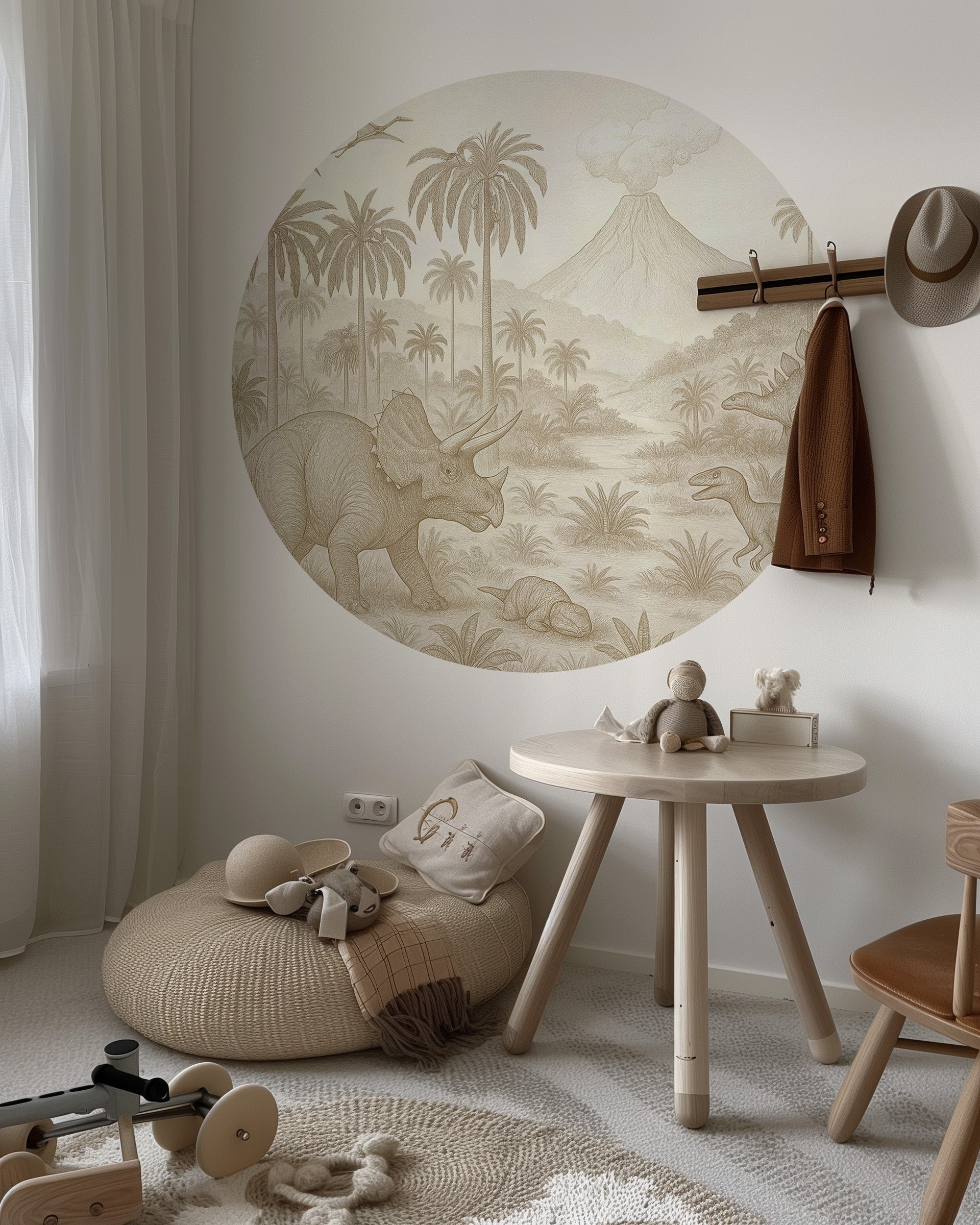 Behangcirkel - Dino wereld landschap