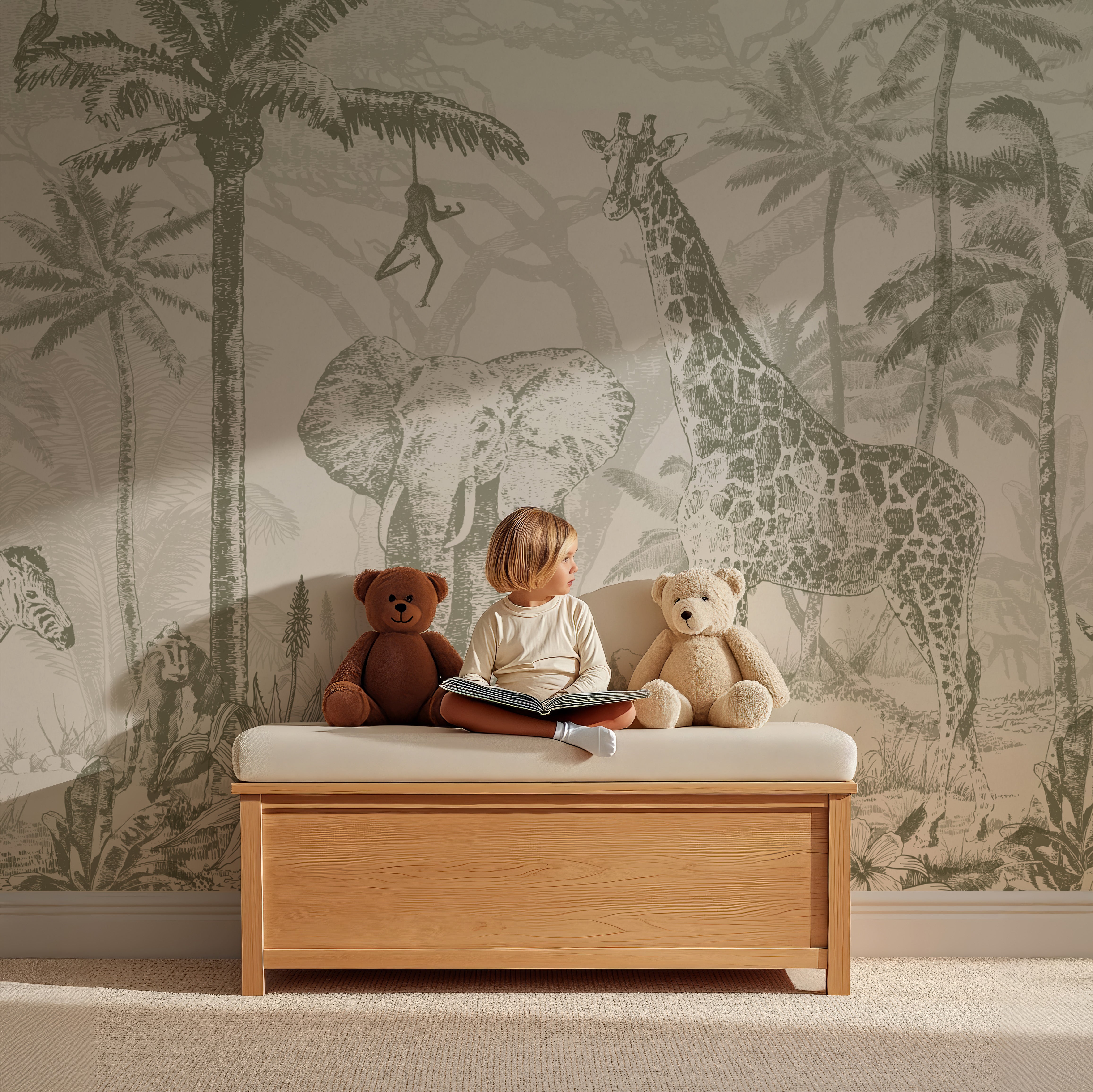 Collage behang Jungle - bosgroen