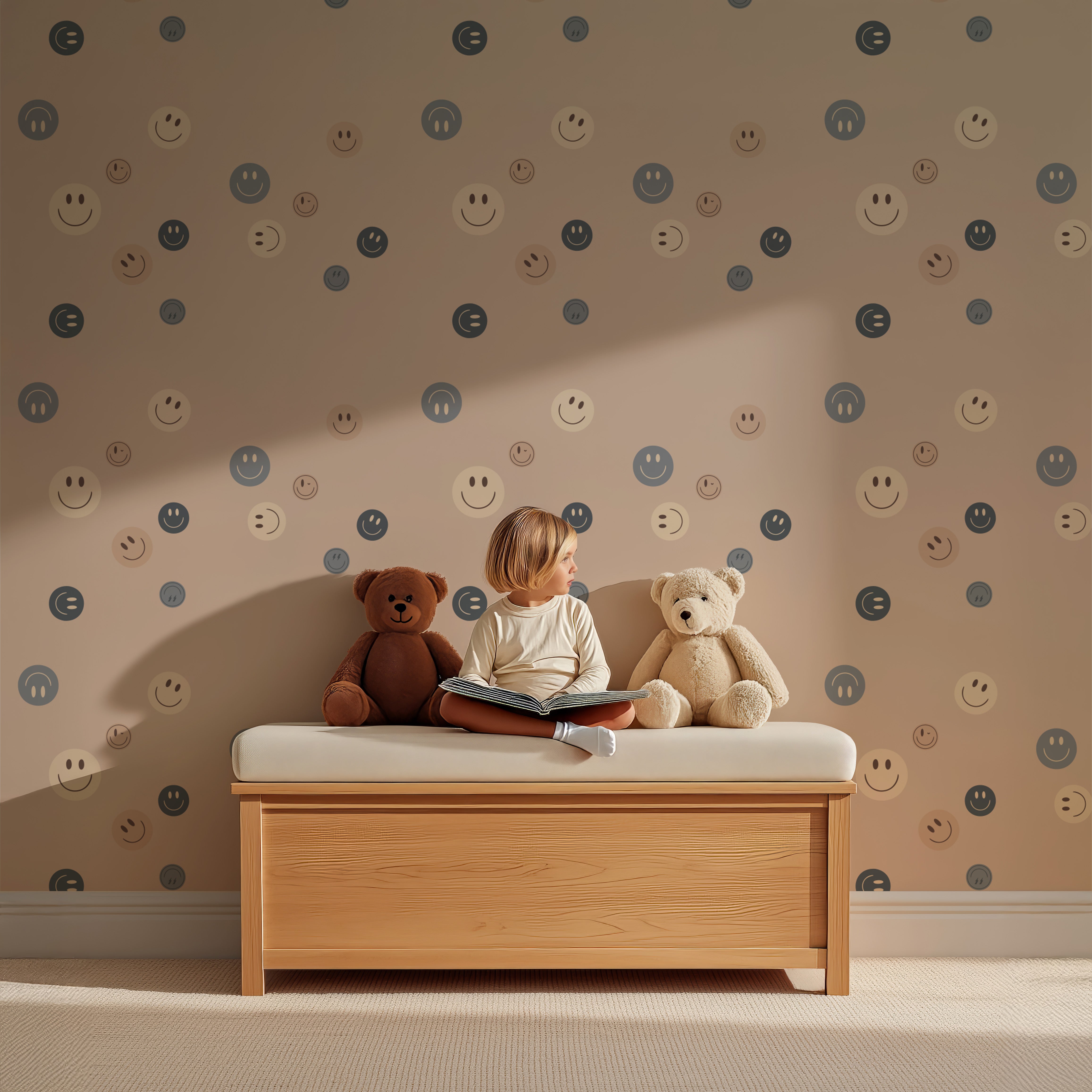 Behang Smiley - navy