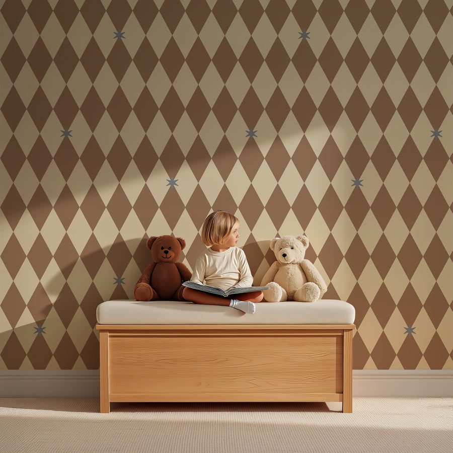 Wallpaper Wiebertje - warm oat | stars