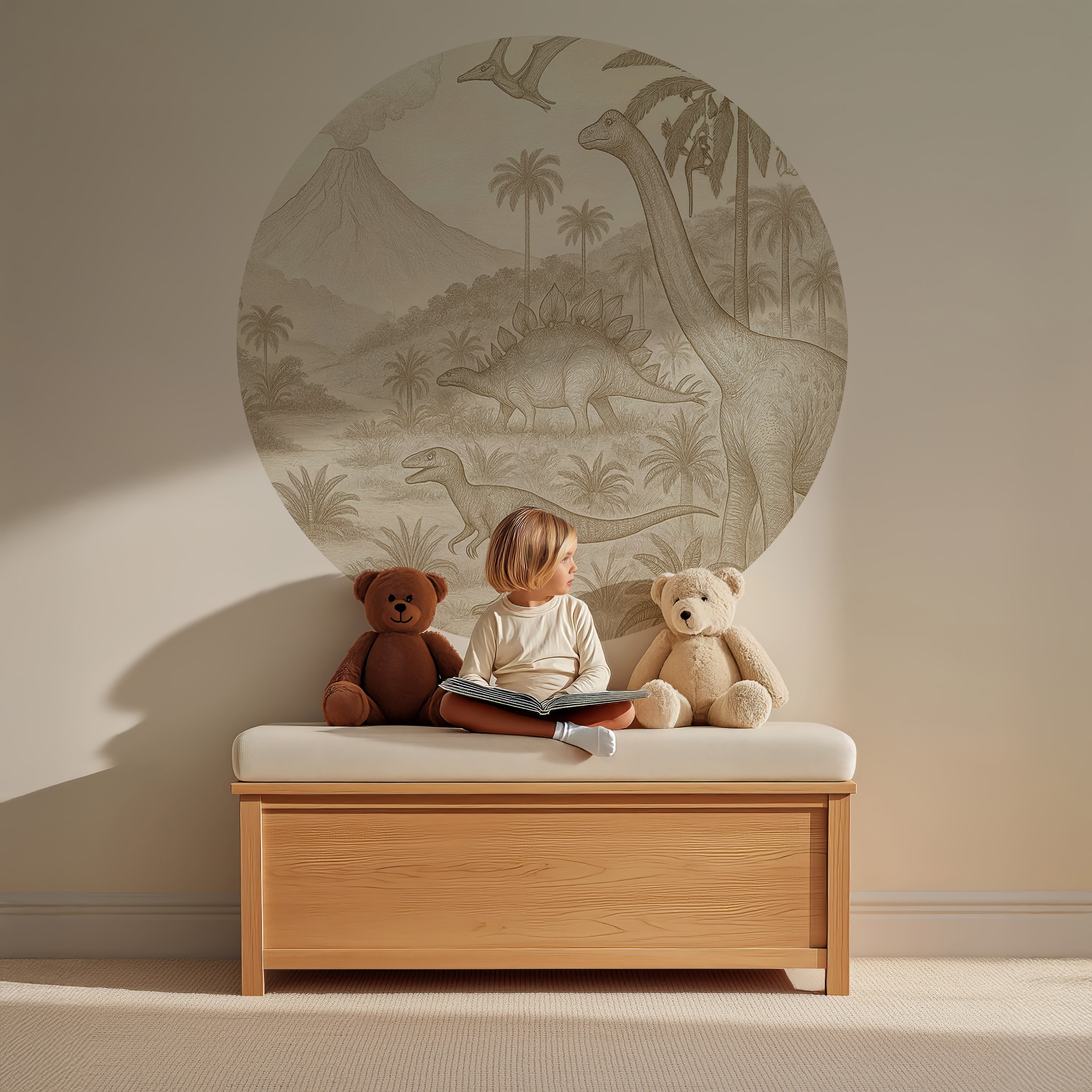 Behangcirkel - Dino wereld savanne