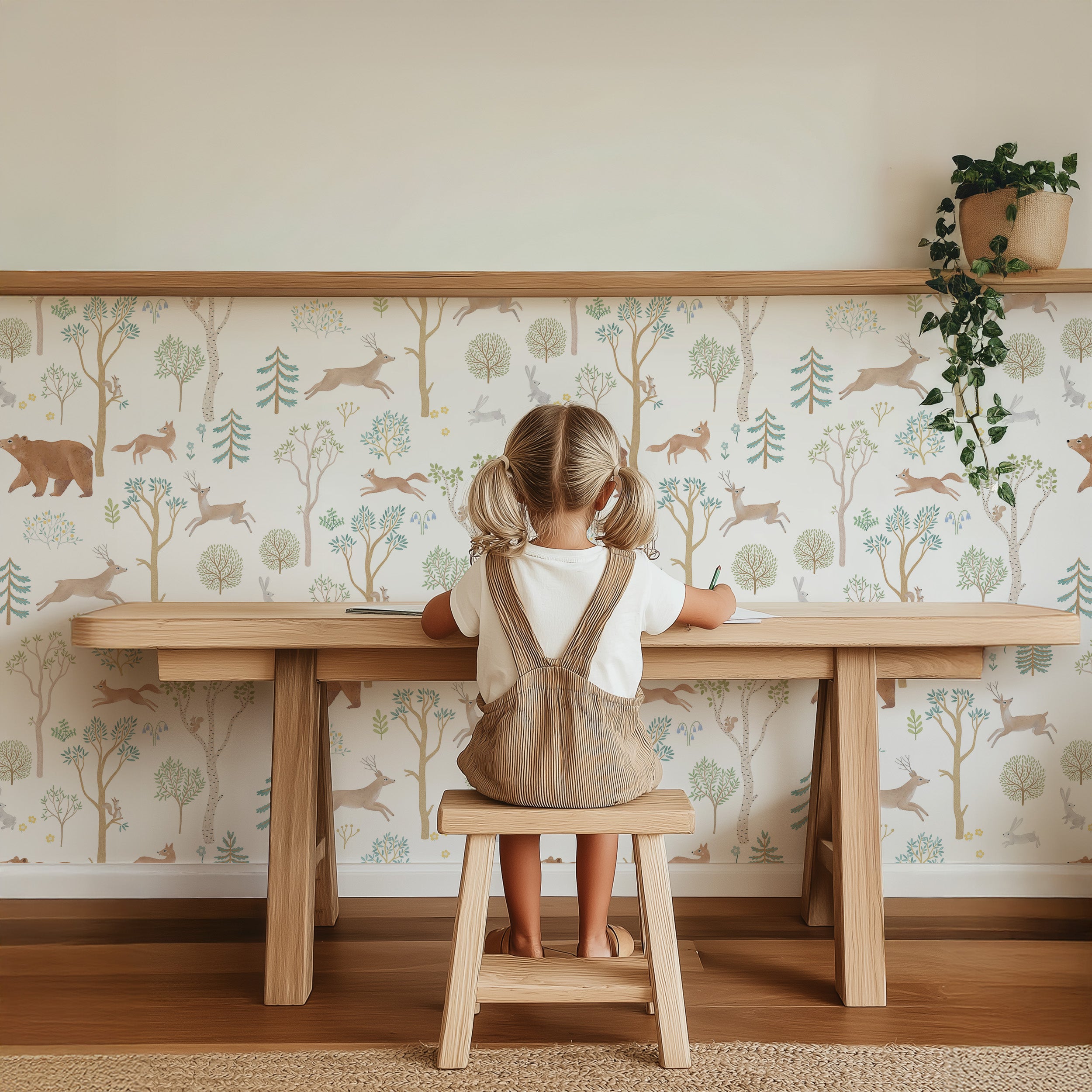 Forest Friends Wallpaper - white