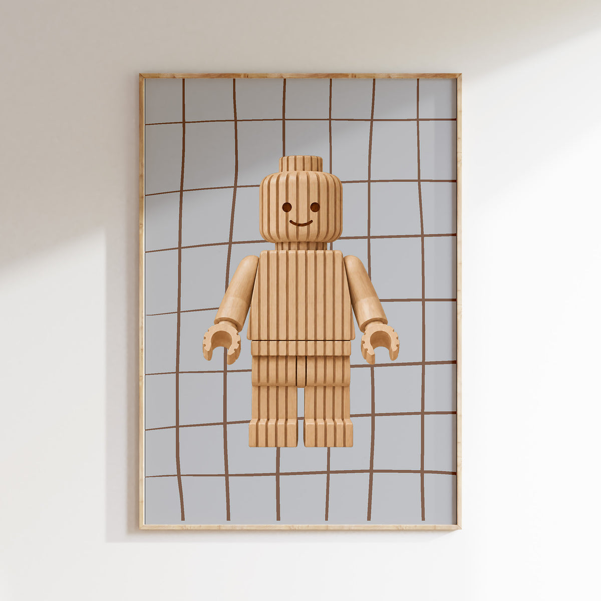 Block Buddy | blue cacao poster in een houten lijst voor de kinderkamer