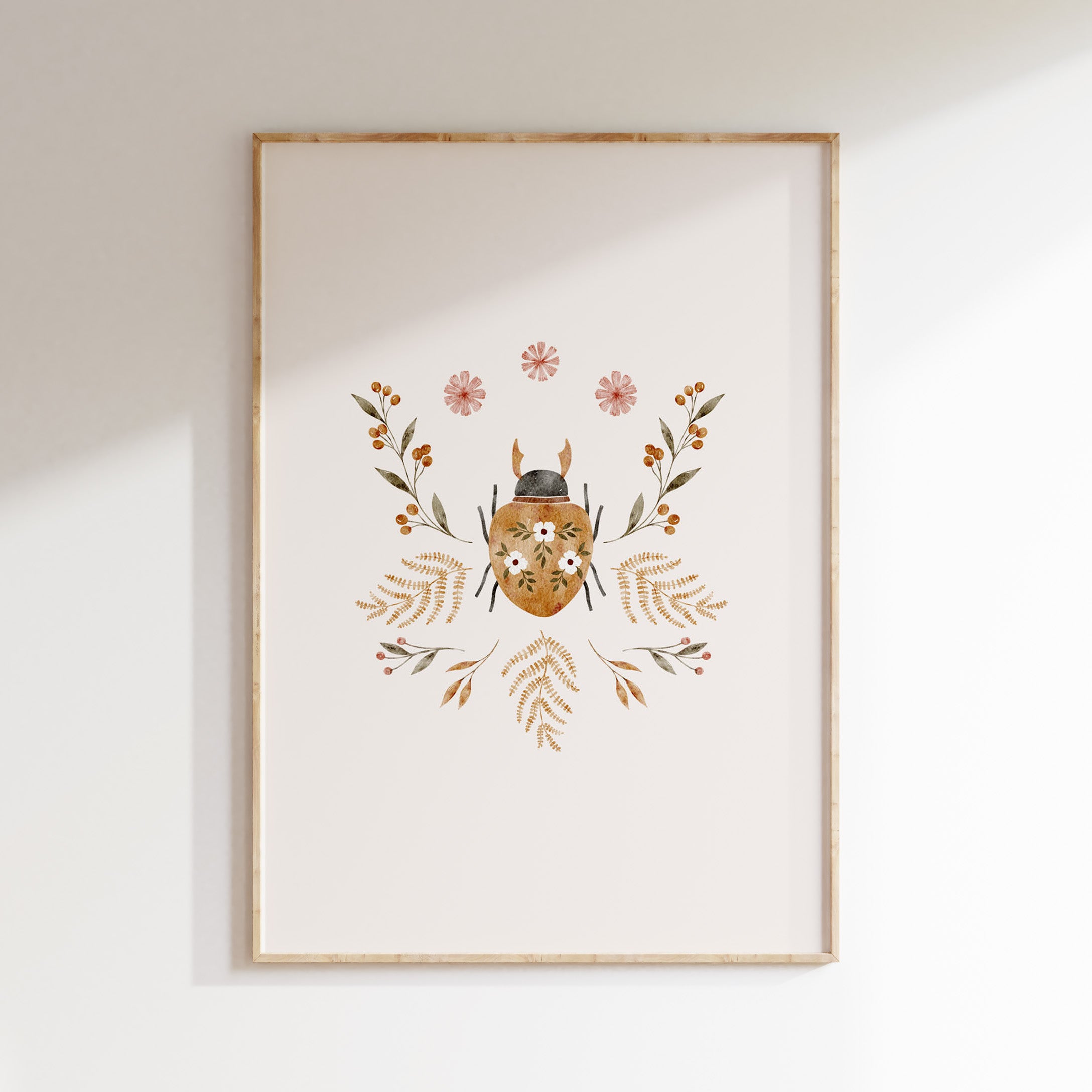 Kinderkamer poster - Botanische Kever in Bloemenkrans | Spring Garden