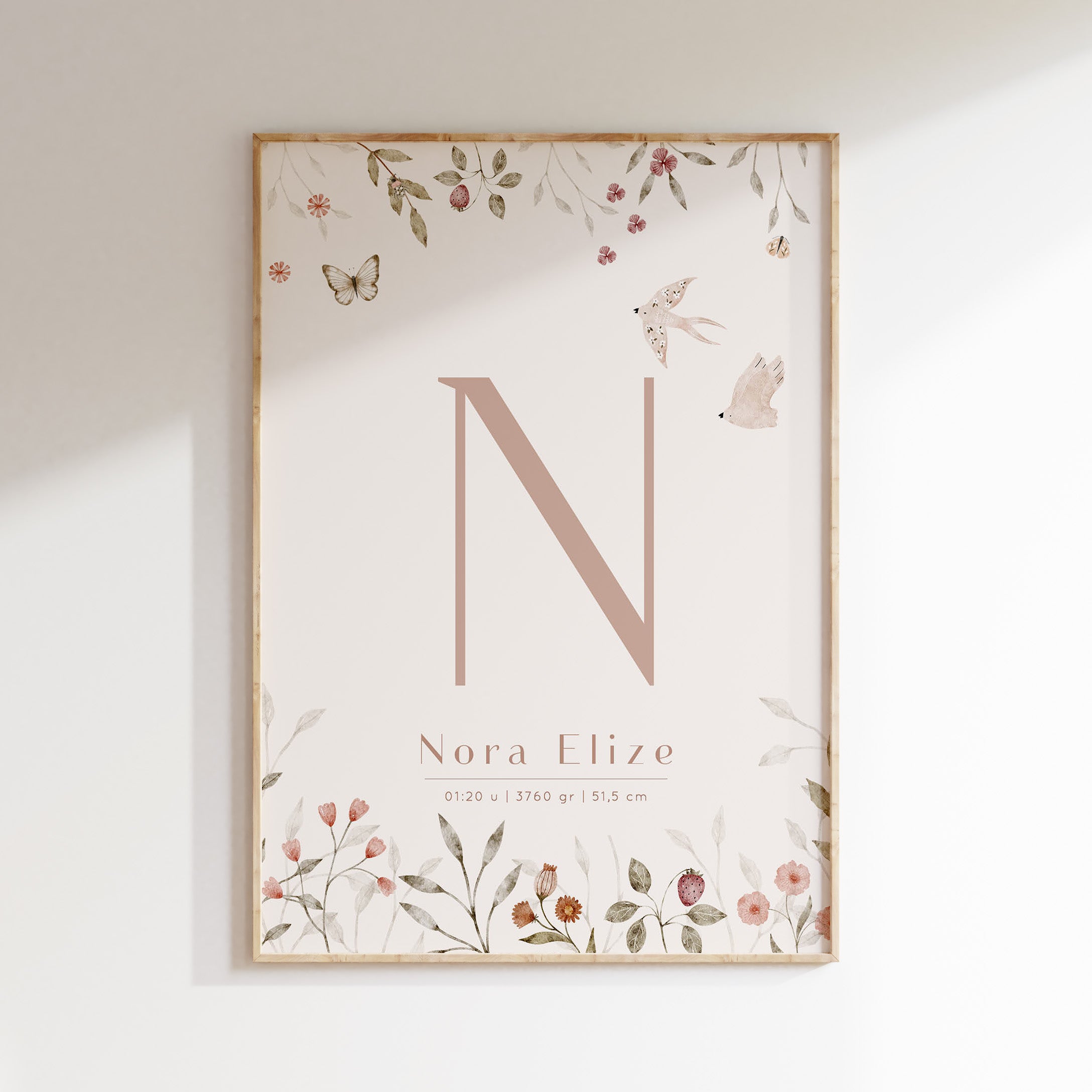 Geboorteposter - Spring Garden | Botanische Naamposter