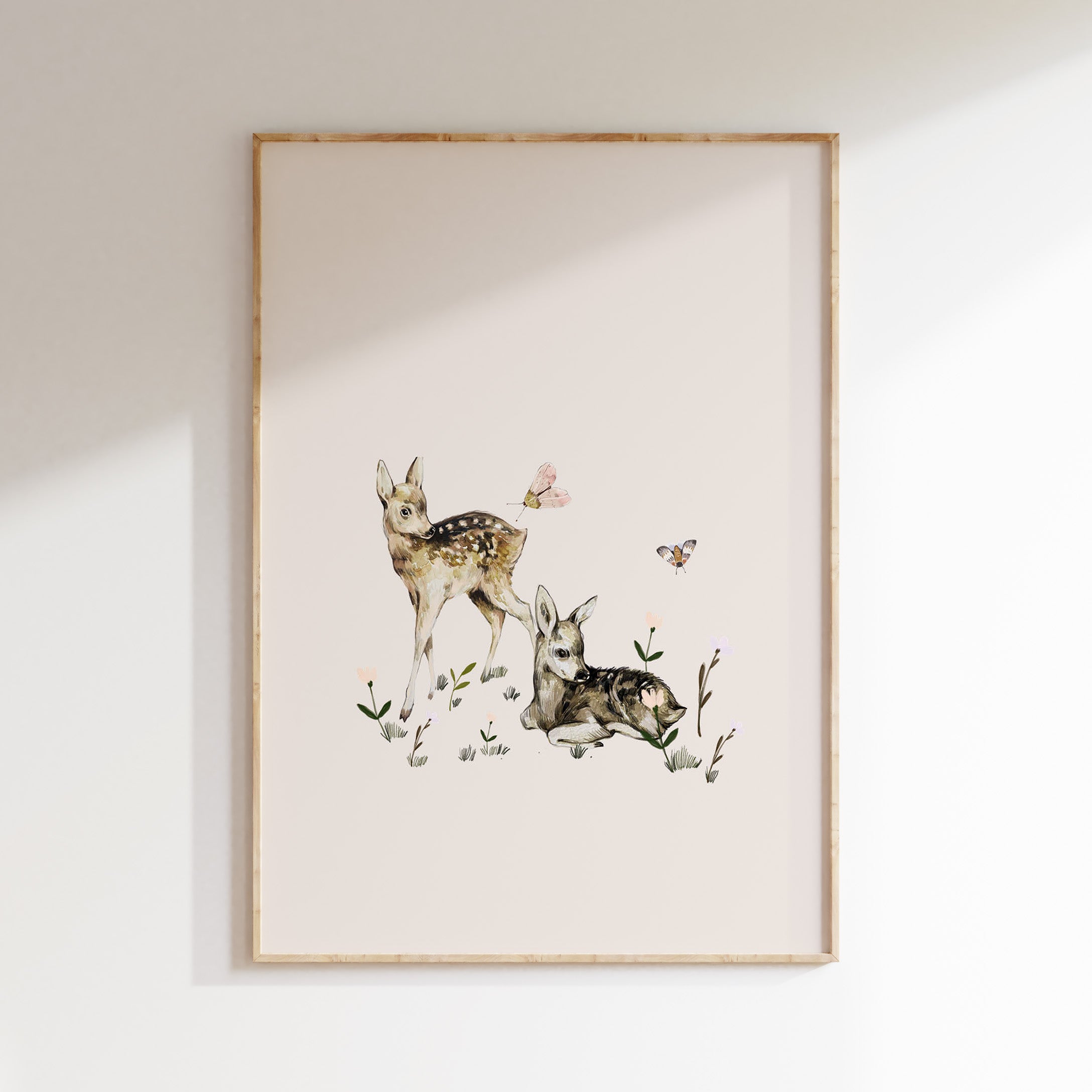 Kinderkamer poster - Hertjes in het bos | Bosdieren