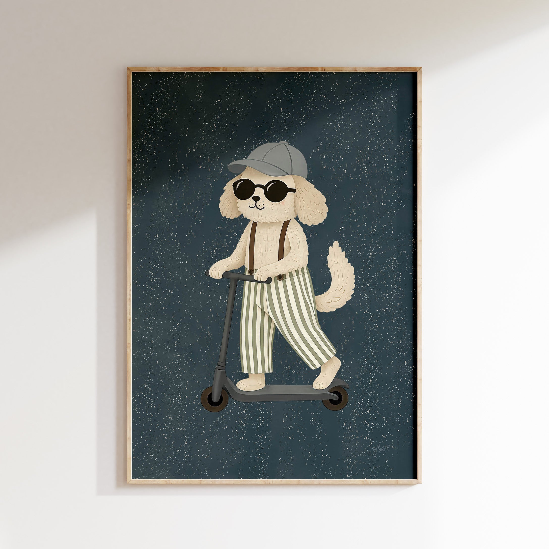 Kinderkamer poster - Hond op step