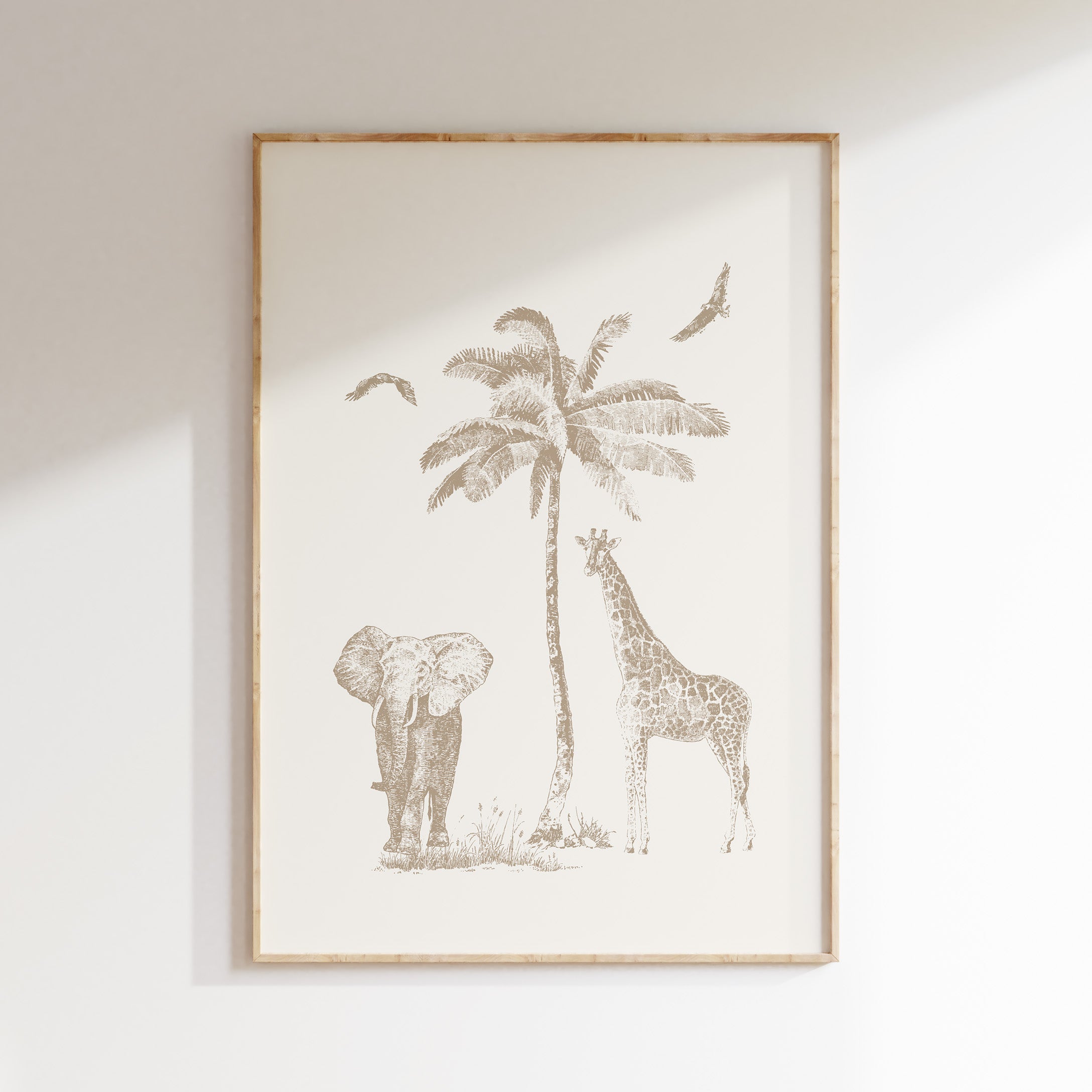 Children's room poster - Jungle animals under a palm tree | Jungle
