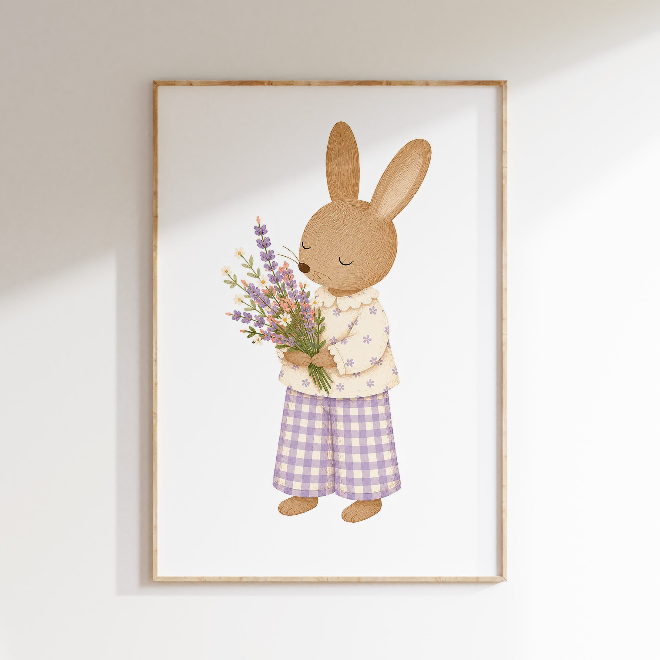 Children's room print - Tennis Rabbit polka dot skirt