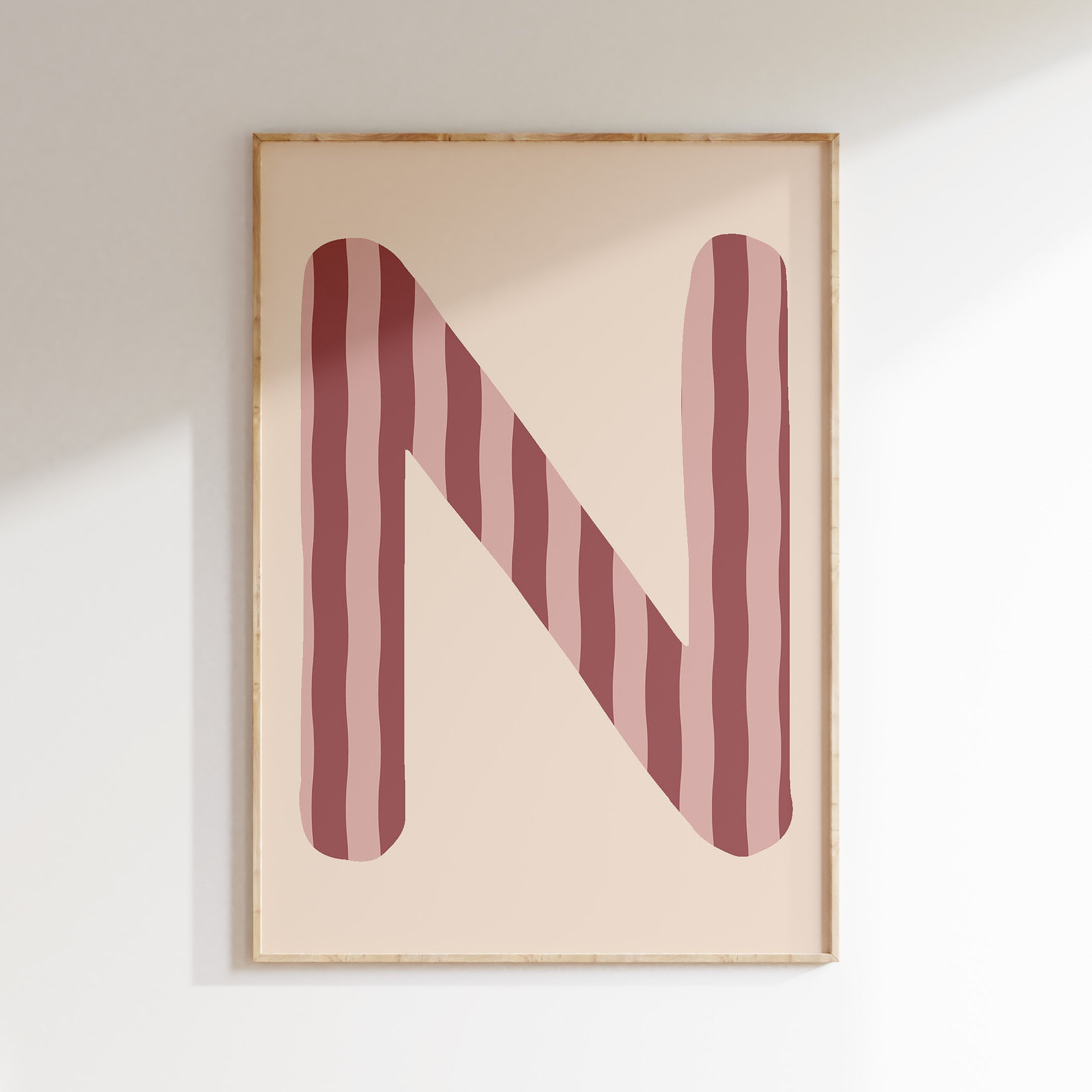 Letterposter Wavy Stripes - rosewood