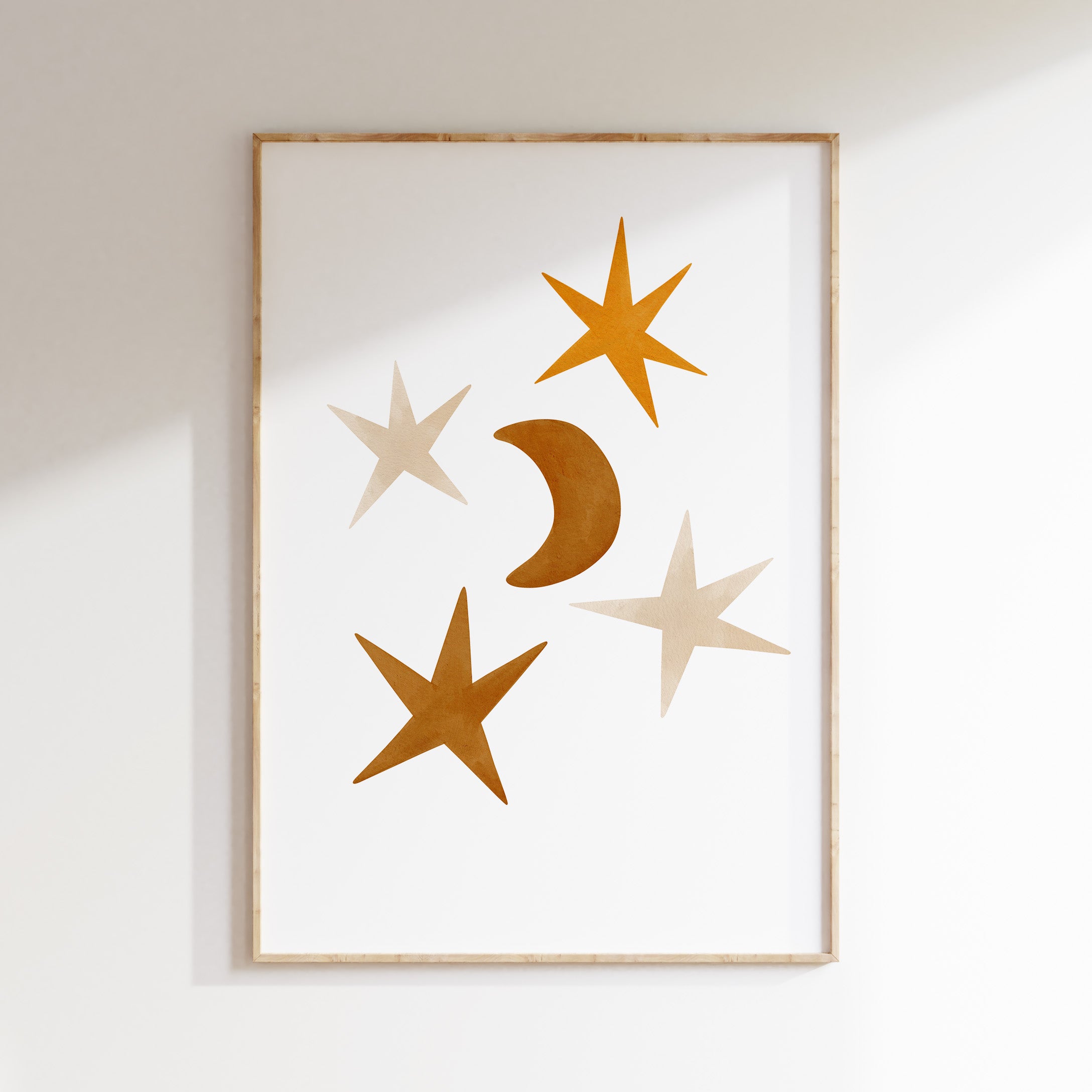 Retro kinderkamer poster - Maan en sterren