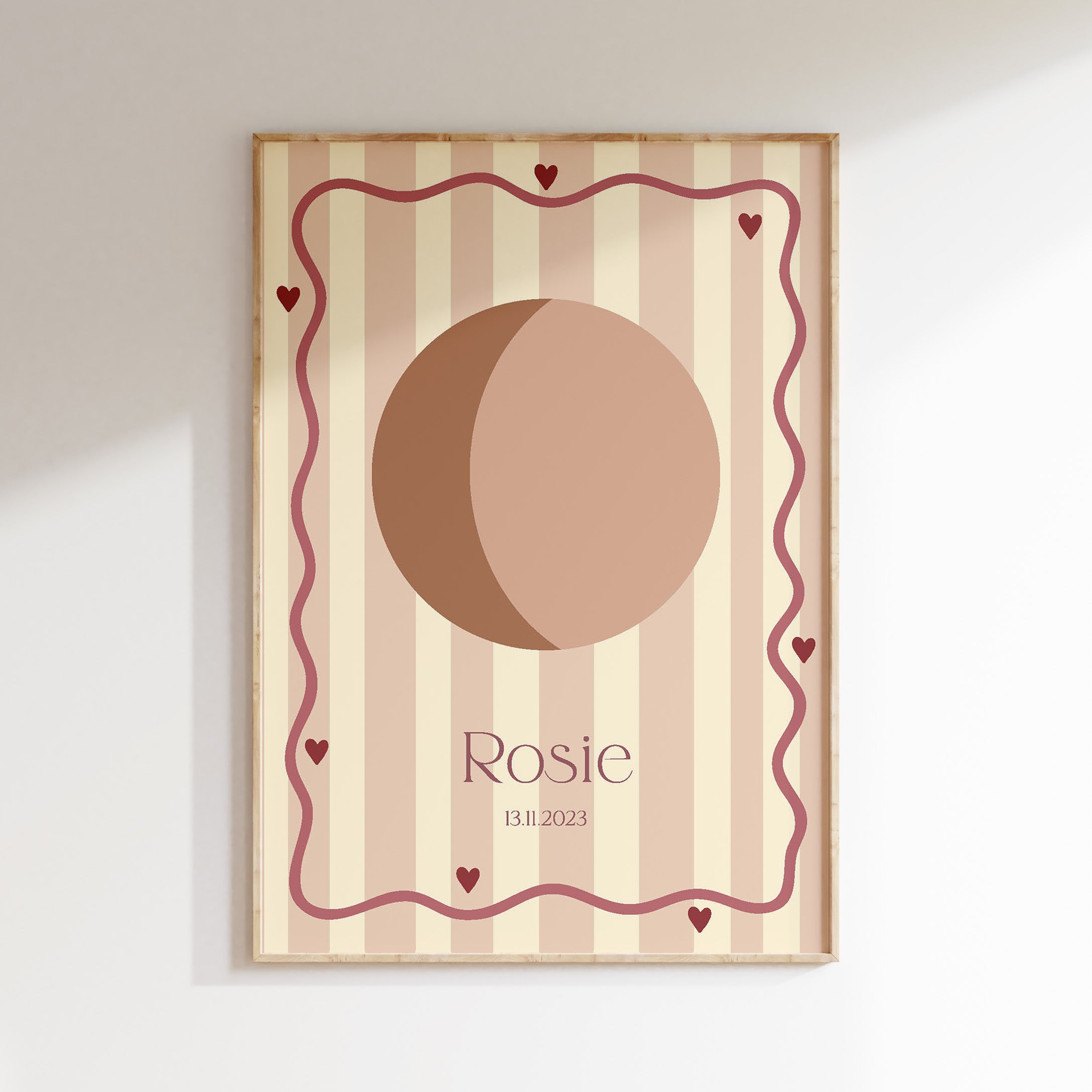 Birth poster Soft Frame - stripes