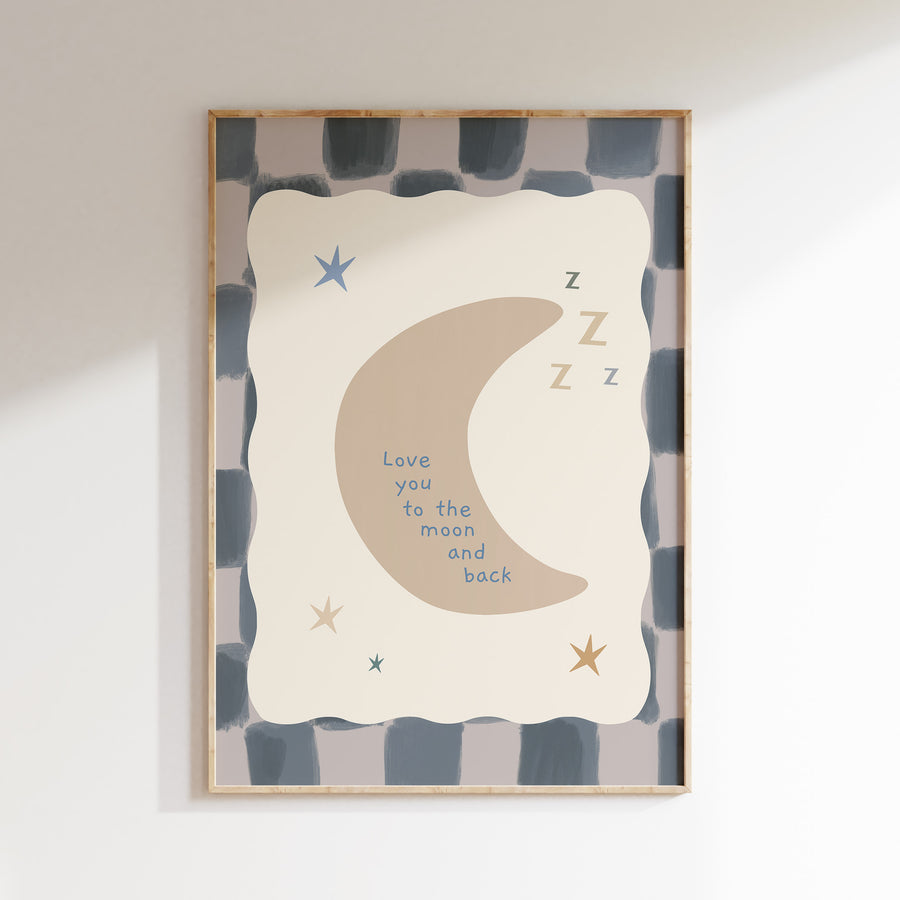 Kinderkamer poster - Moon & Back Droom | blauw