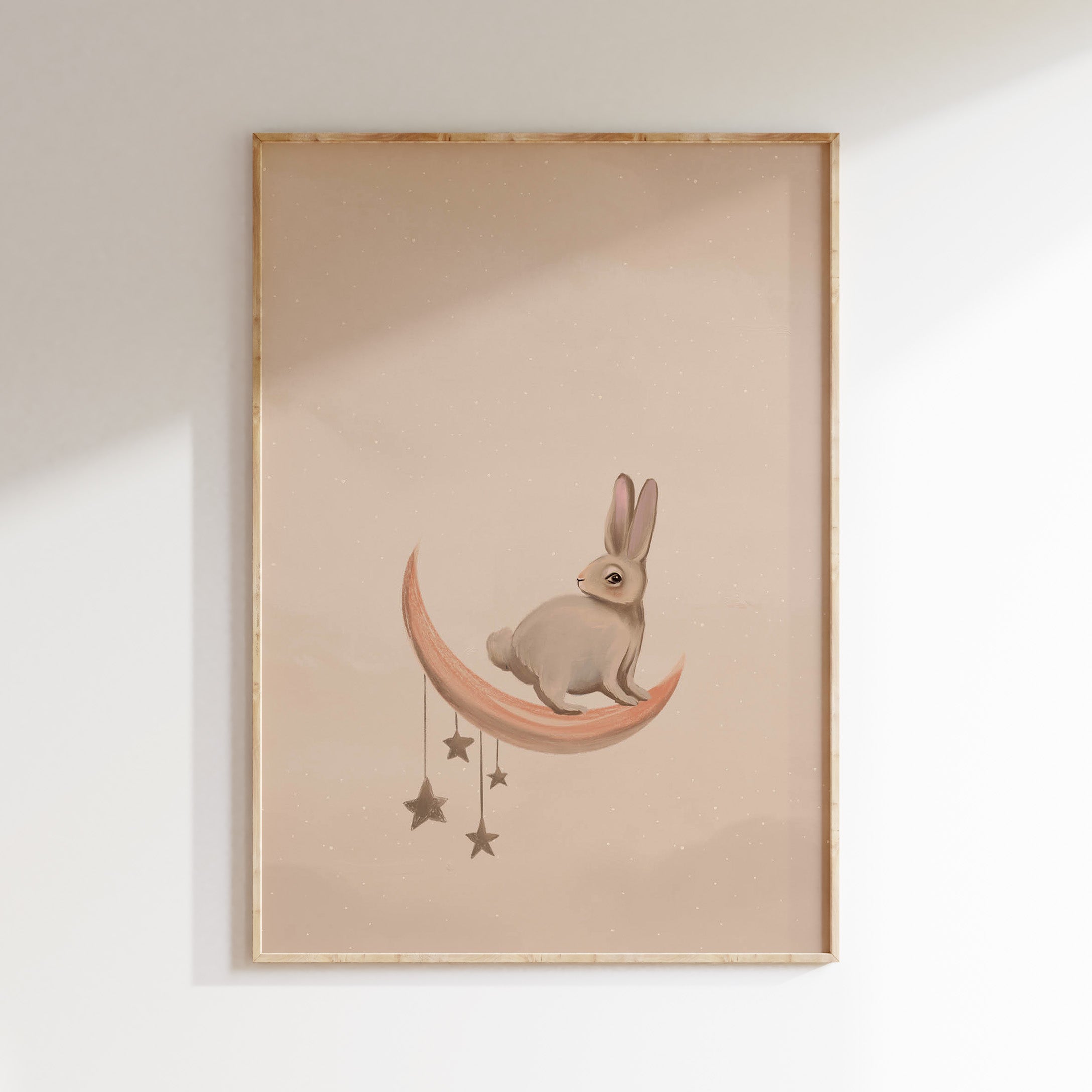 Kinderkamer poster - Konijntje op de maan | Enchanted Forest