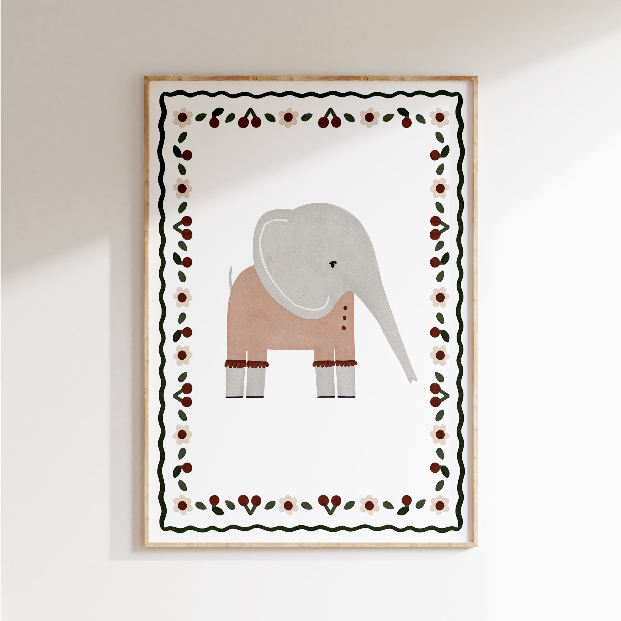 Retro kinderkamer poster - Olifant
