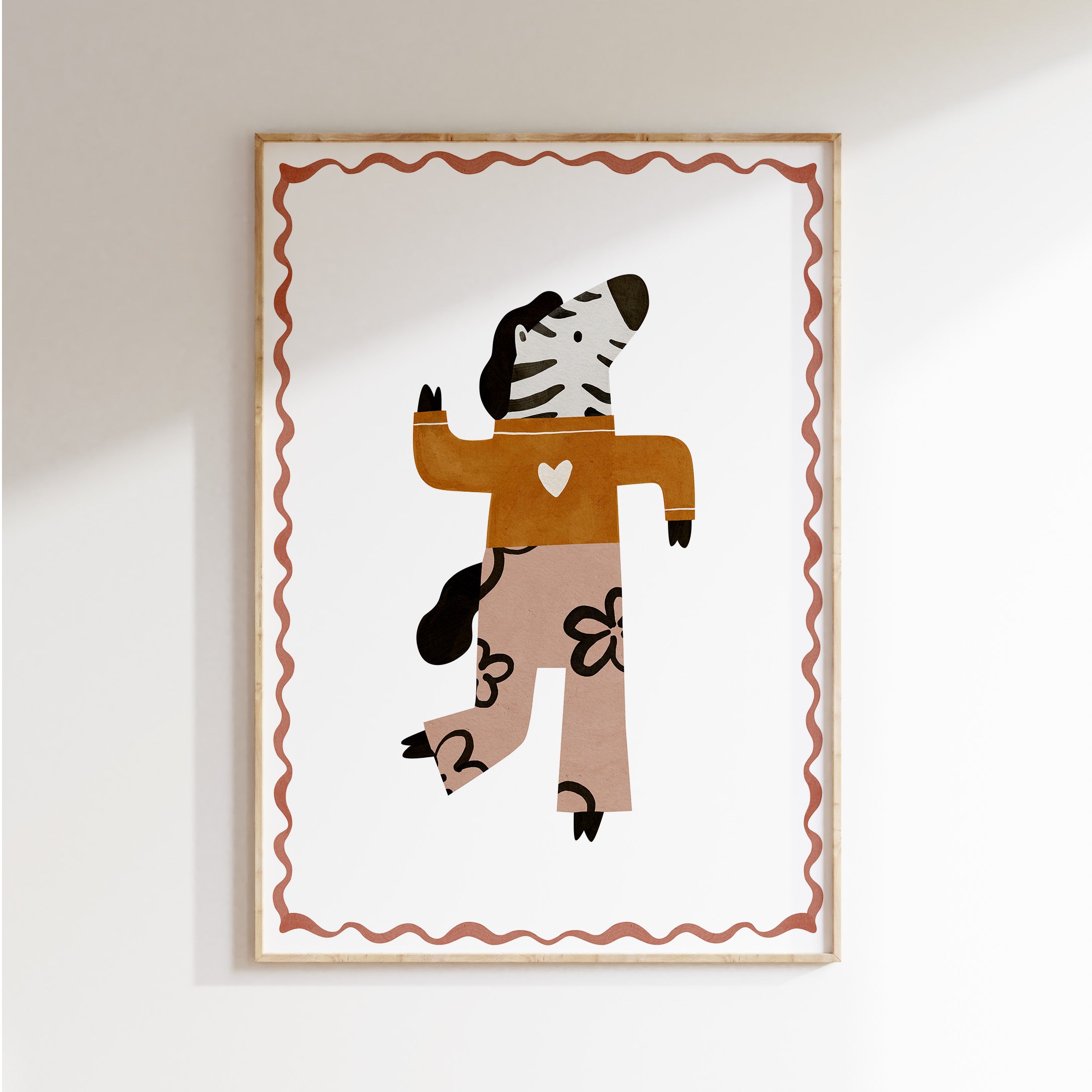 Retro kinderkamer poster - Zebra met hartje