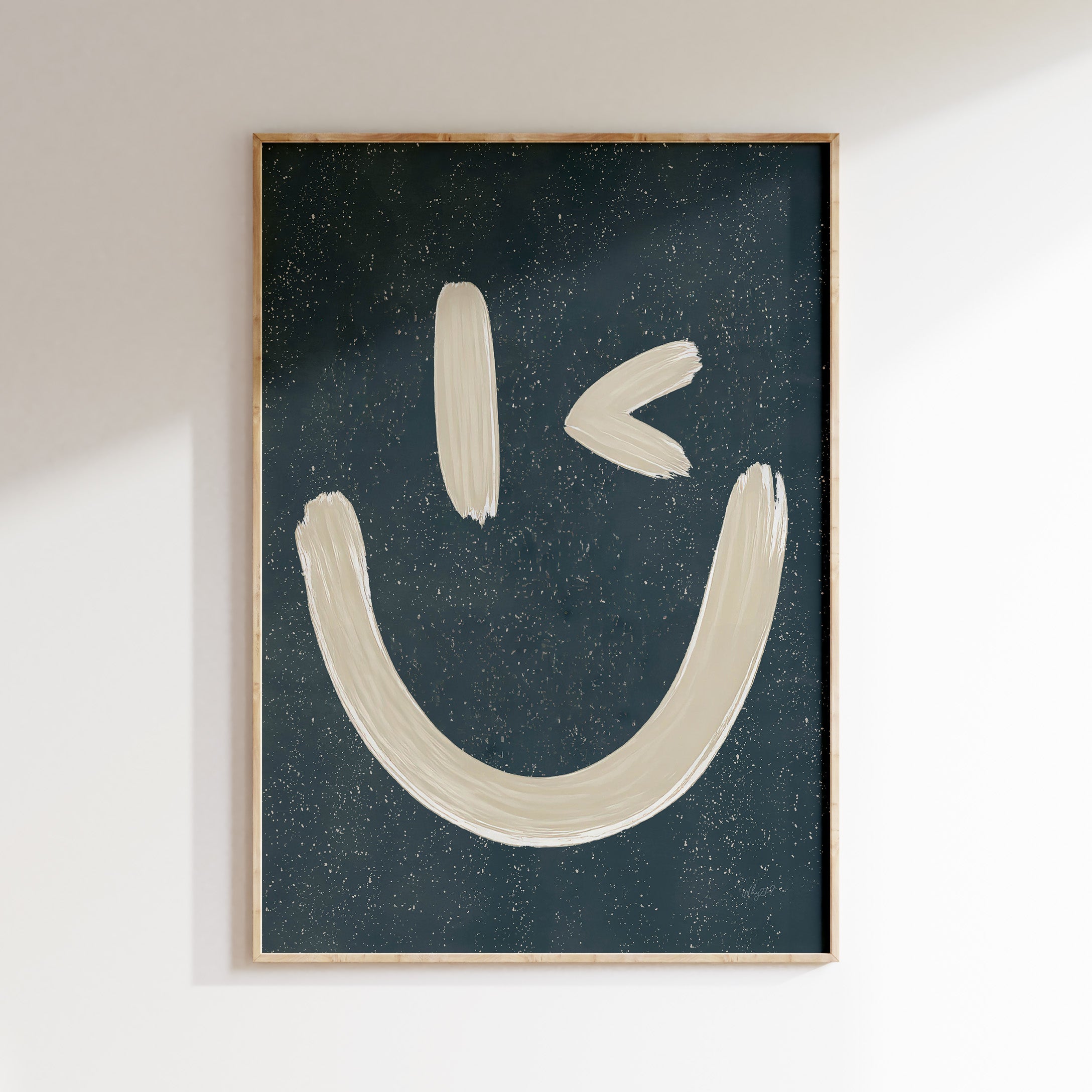 Kinderkamer poster - Knipoog Smiley | royal blue