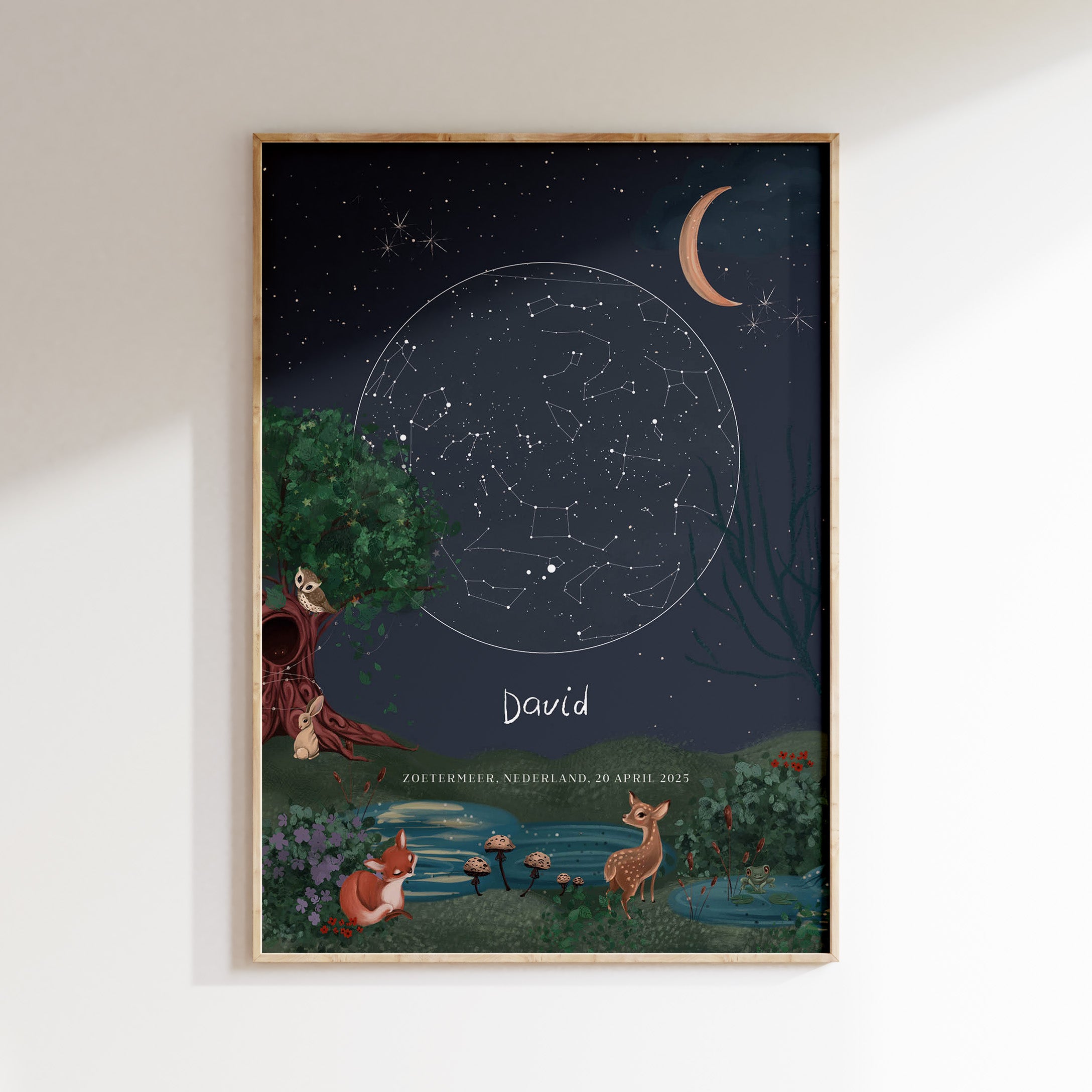 Sterrenhemel poster Enchanted Forest - donkerblauw