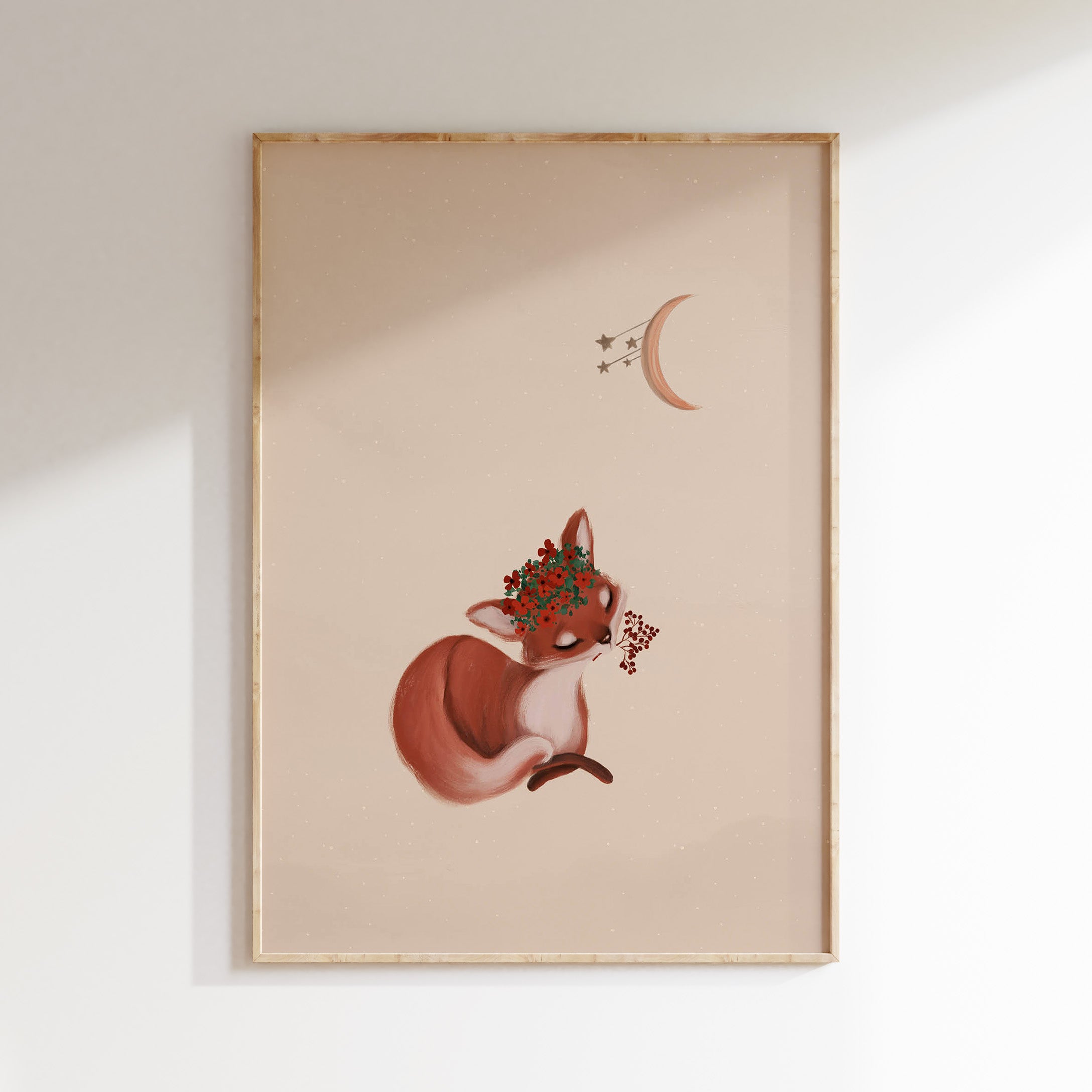 Kinderkamer poster - Lief vosje onder de maan | Enchanted Forest